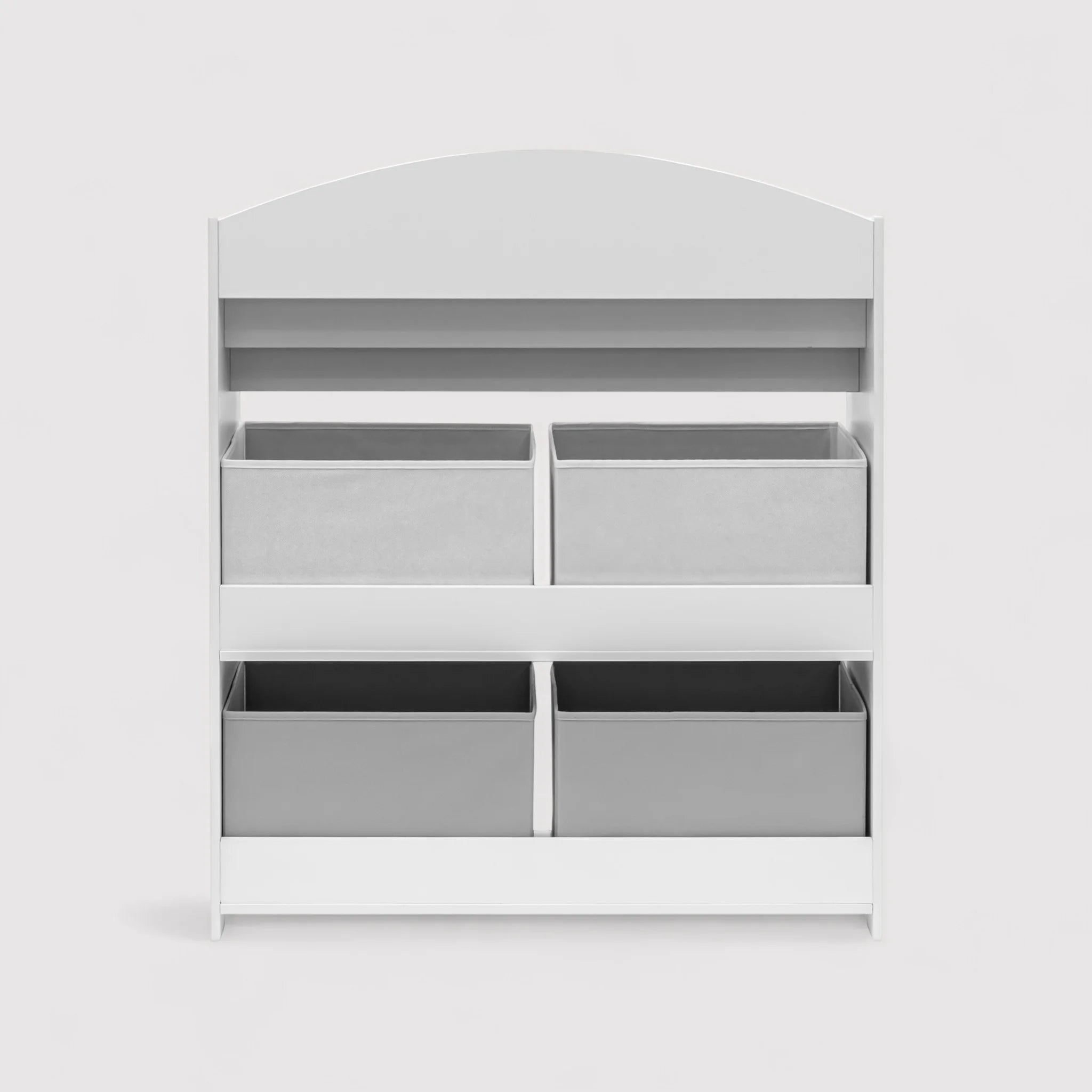 Enagra - Scaffale portagiochi bianco con 4 scatole