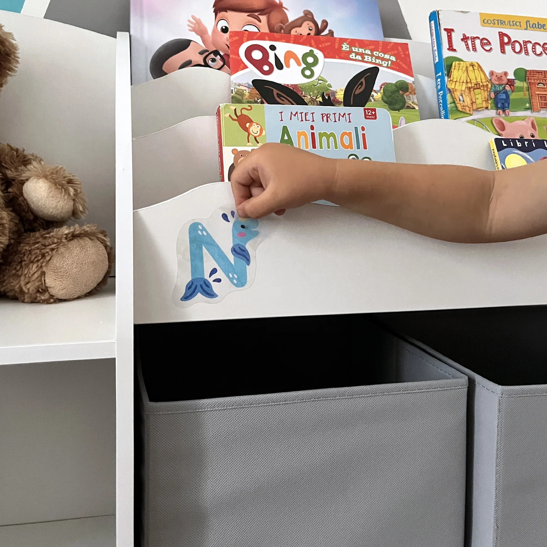 Serenoa - Mobiletto porta giochi bianco per cameretta