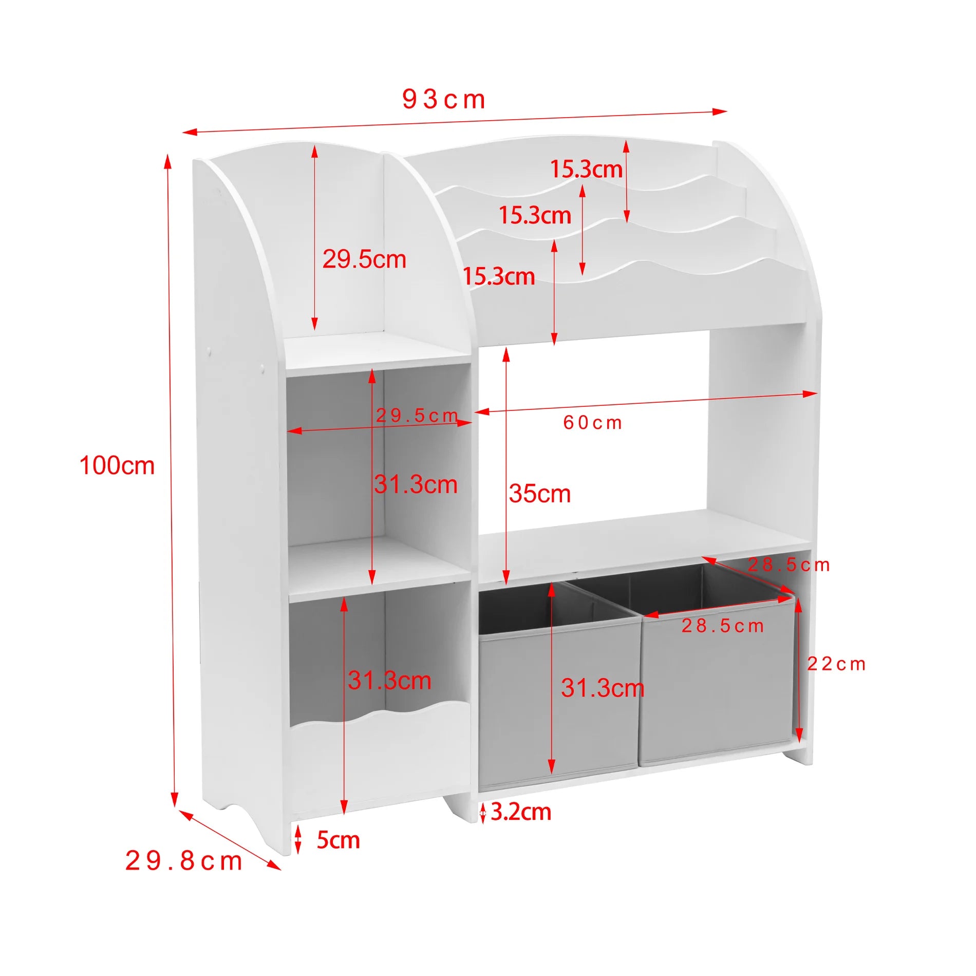 Serenoa - Mobiletto porta giochi bianco per cameretta