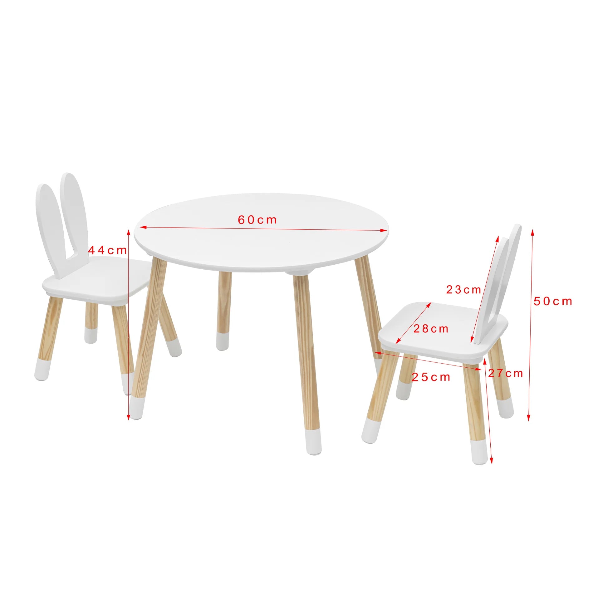 Biancospino - Set tavolino e 2 sedie per bambini