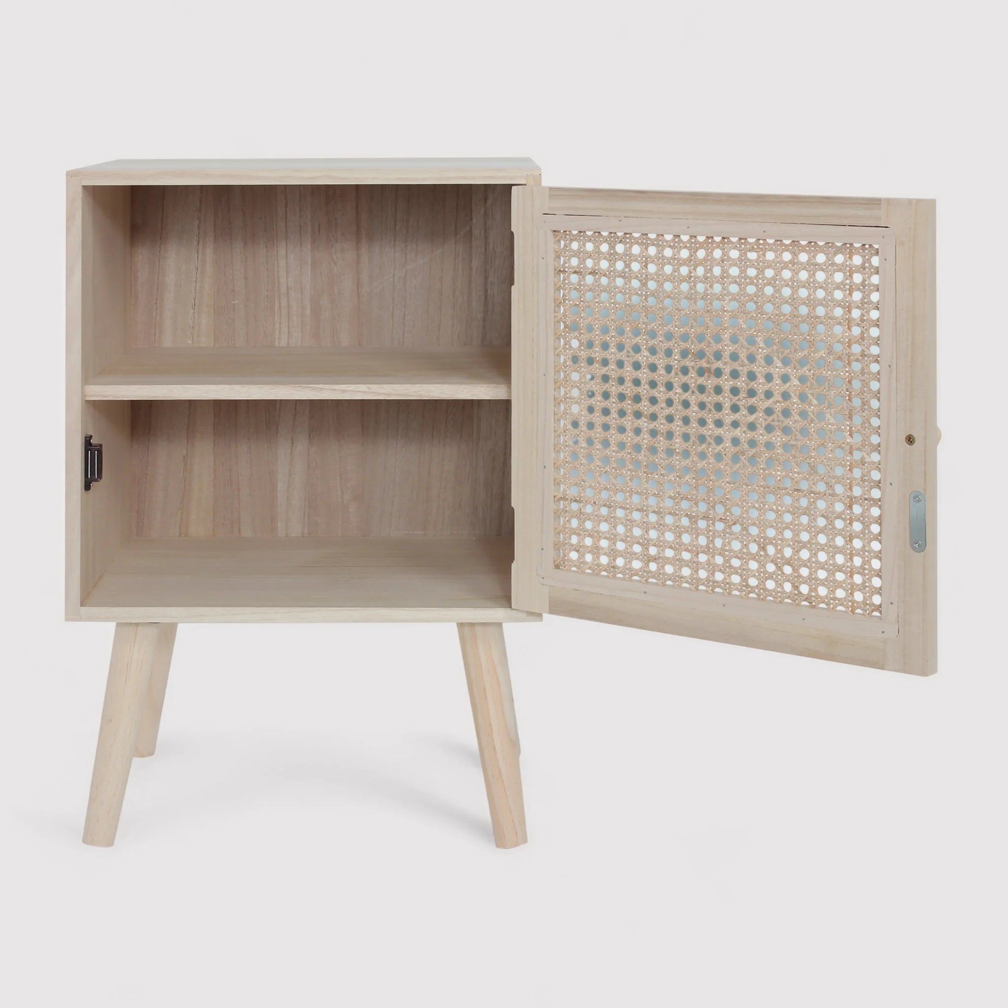 Jujube - Comodino quadrato in legno naturale con 1 anta