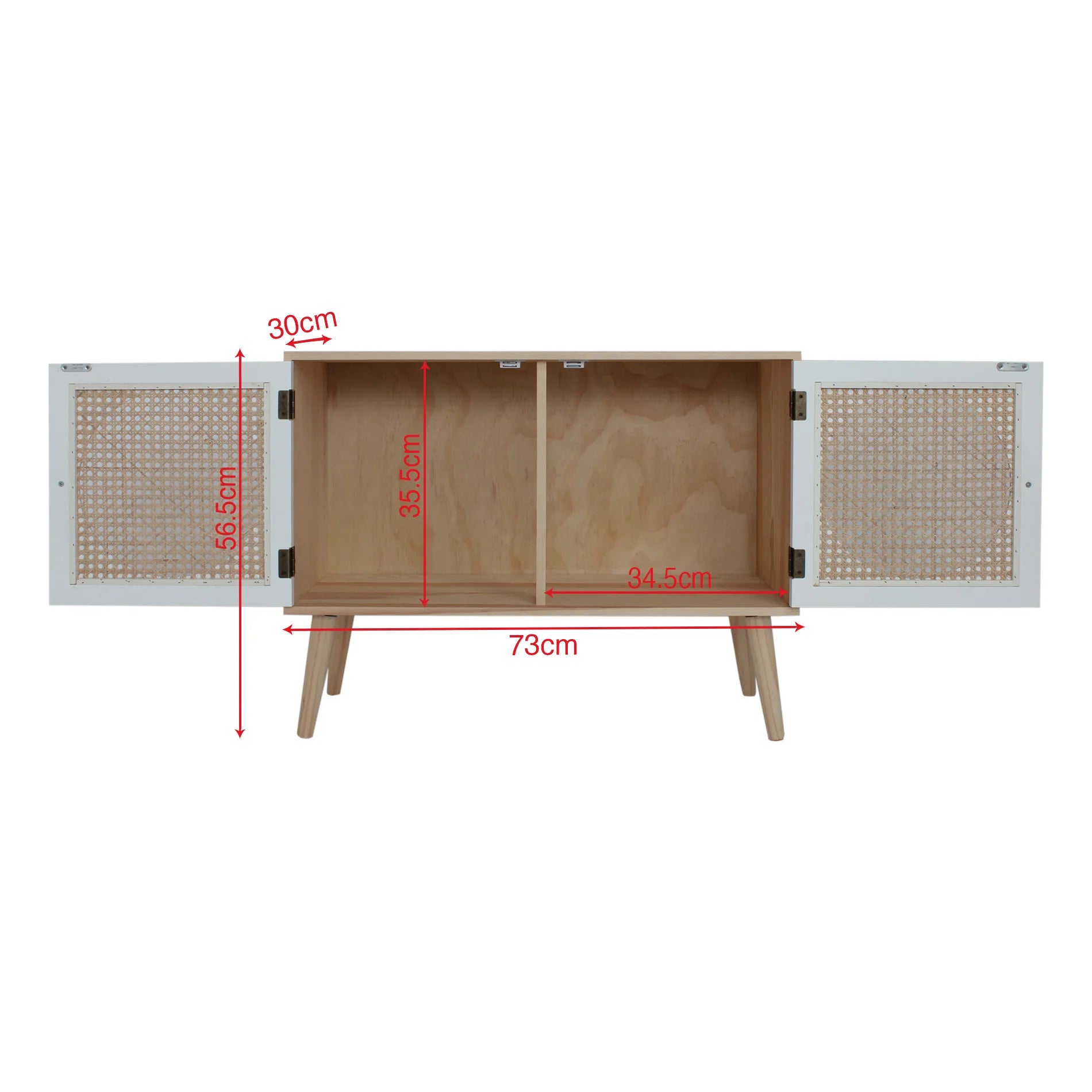 Sakura - Credenza bassa multiuso in legno naturale con 2 ante