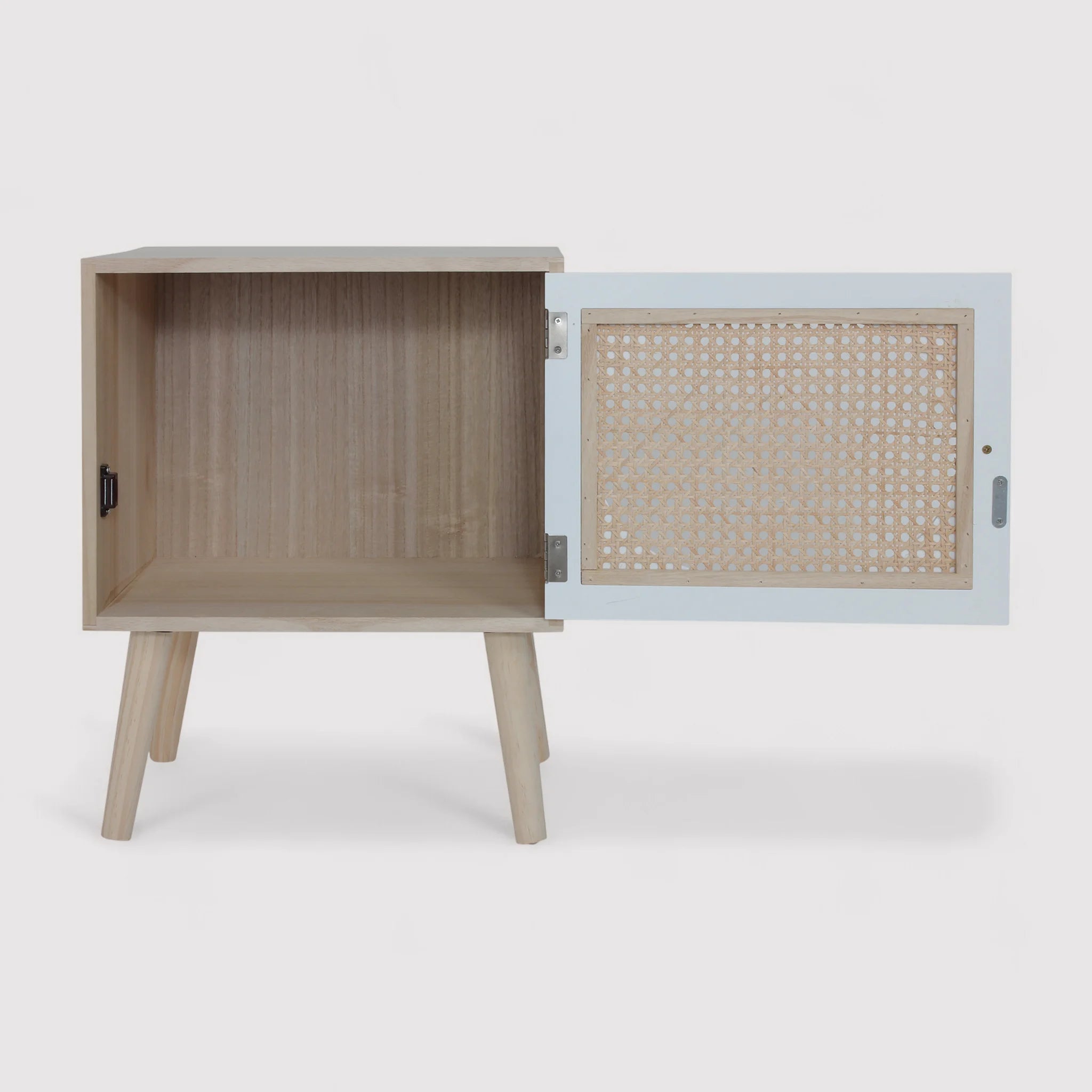 Salak - Comodino in legno bianco in stile boho e scandinavo