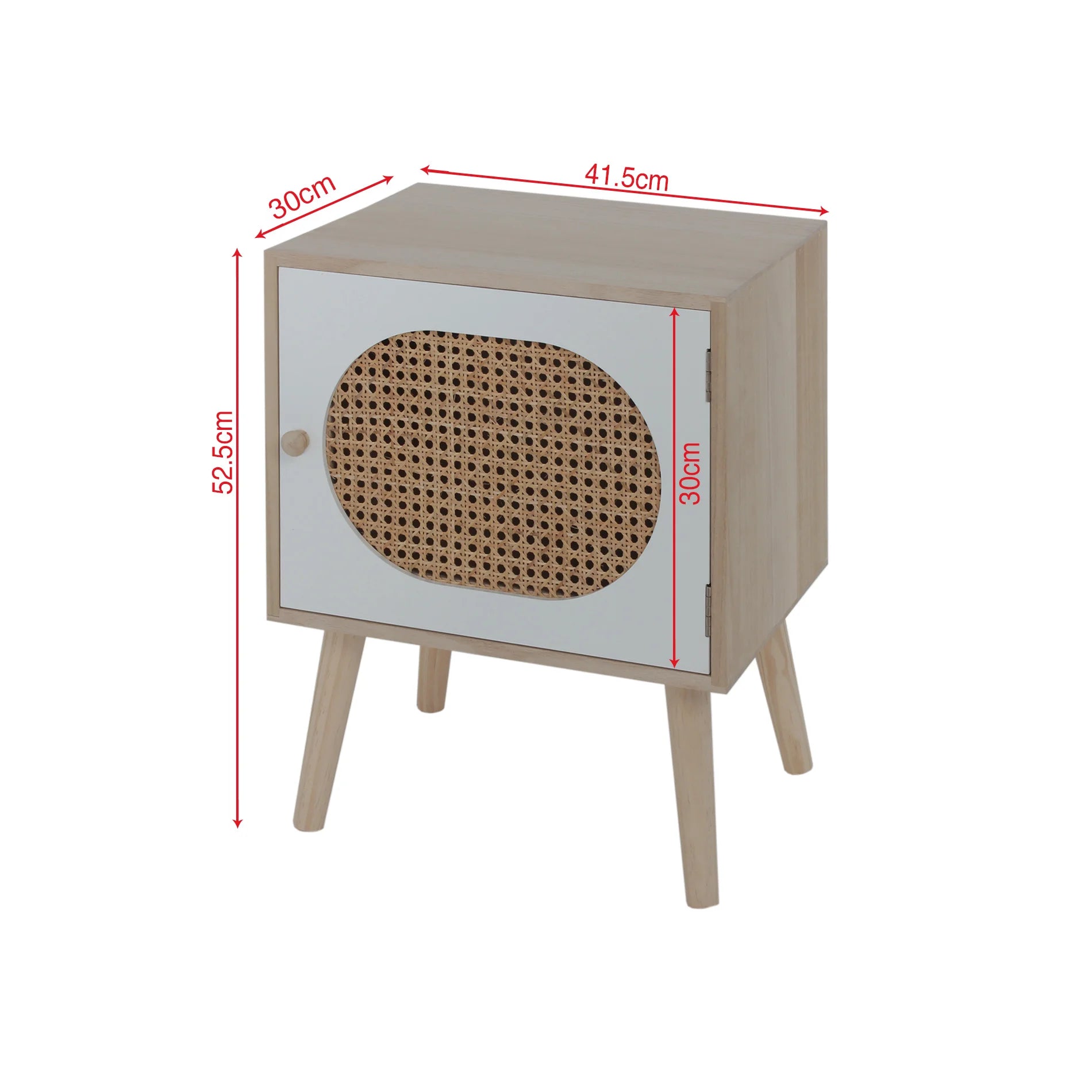 Salak - Comodino in legno bianco in stile boho e scandinavo