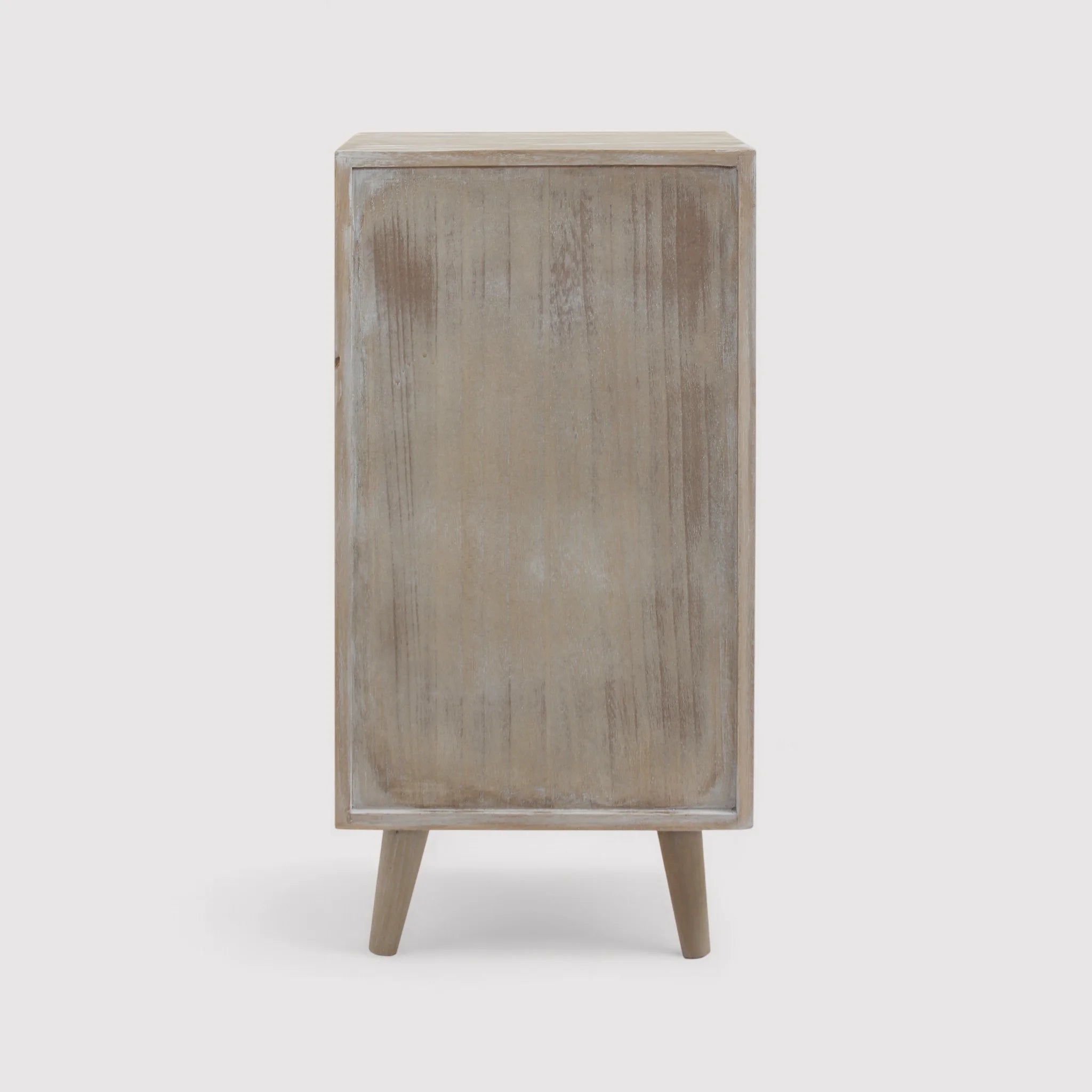 Crinum - Comodino stretto in legno naturale con 3 cassetti