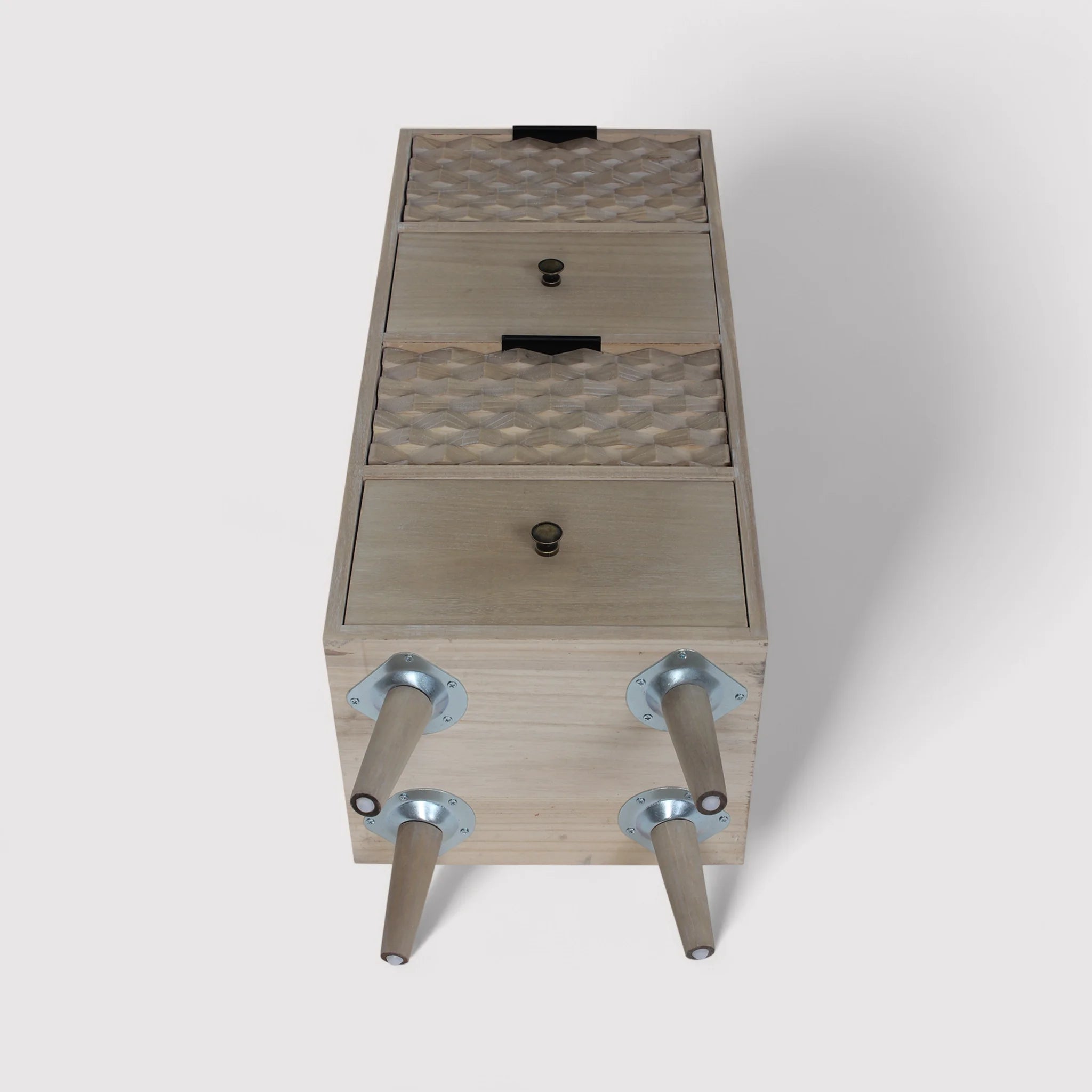 Palash - Cassettiera boho chic marrone con 4 cassetti