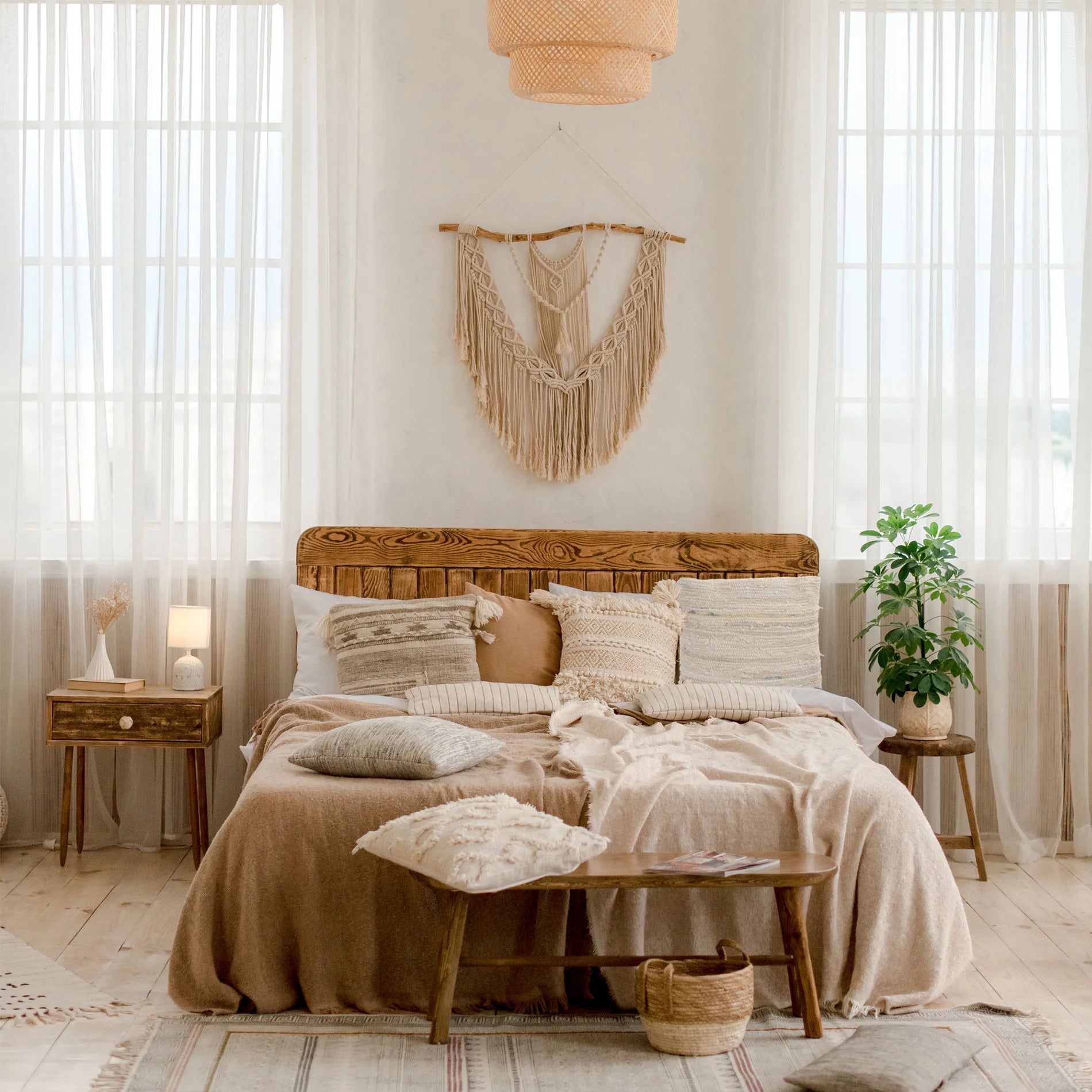 Croton - Cuscino in cotone beige quadrato e sfoderabile