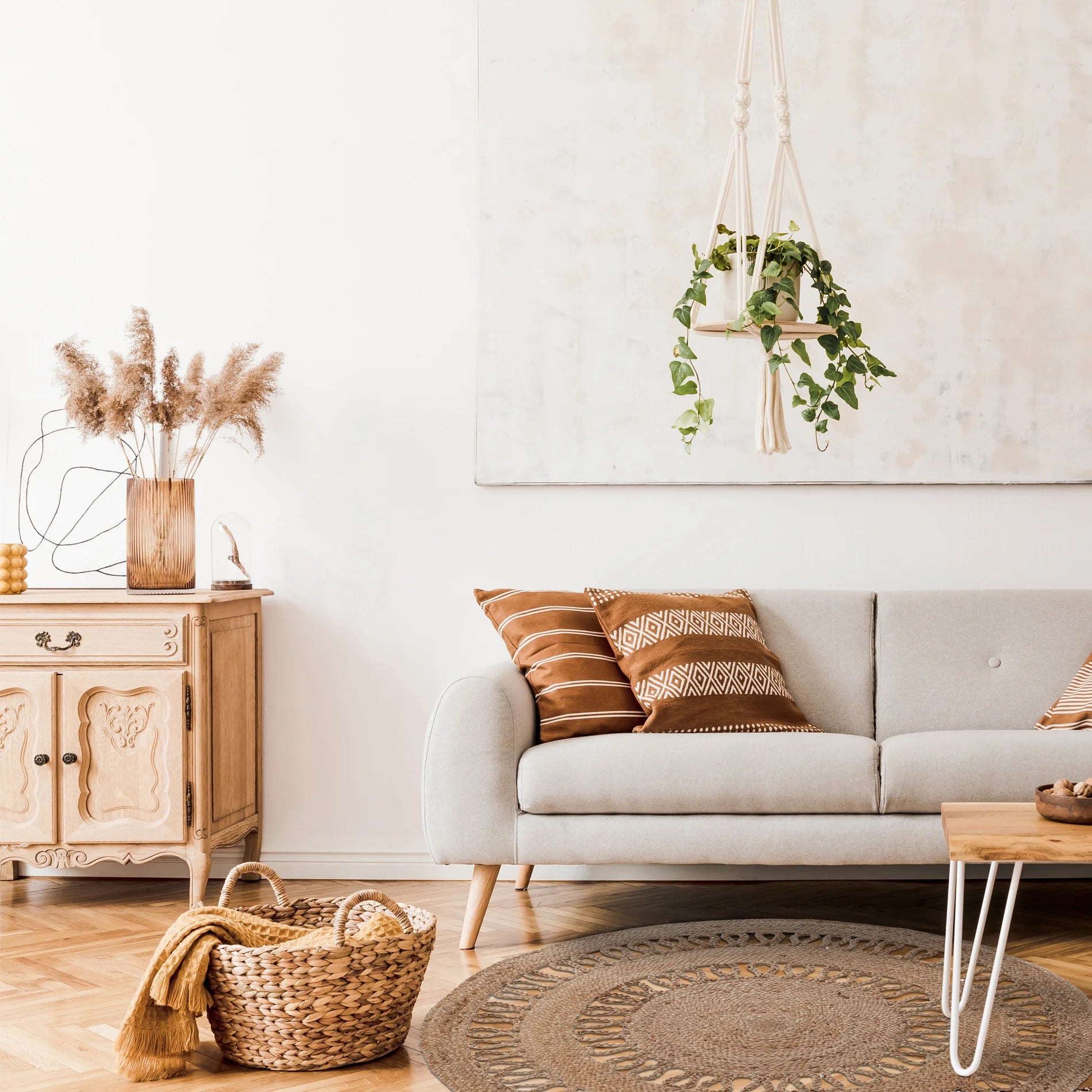 Pteris - Tappeto in juta tondo per casa o balcone