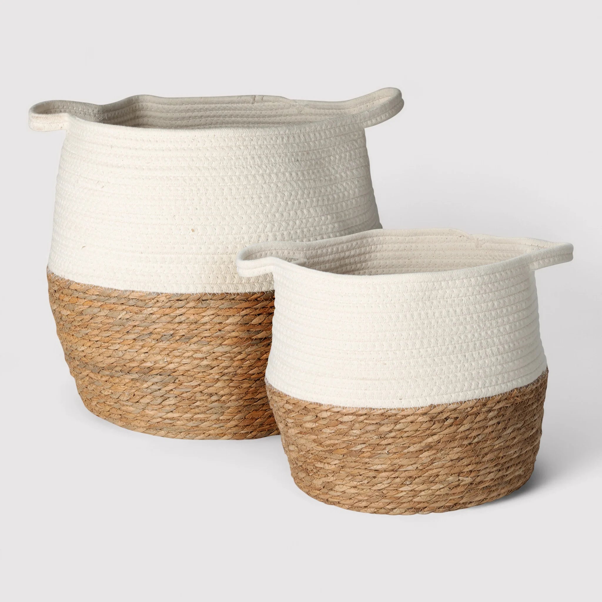 Cycas - Set di 2 ceste portaoggetti in alga marina e cotone