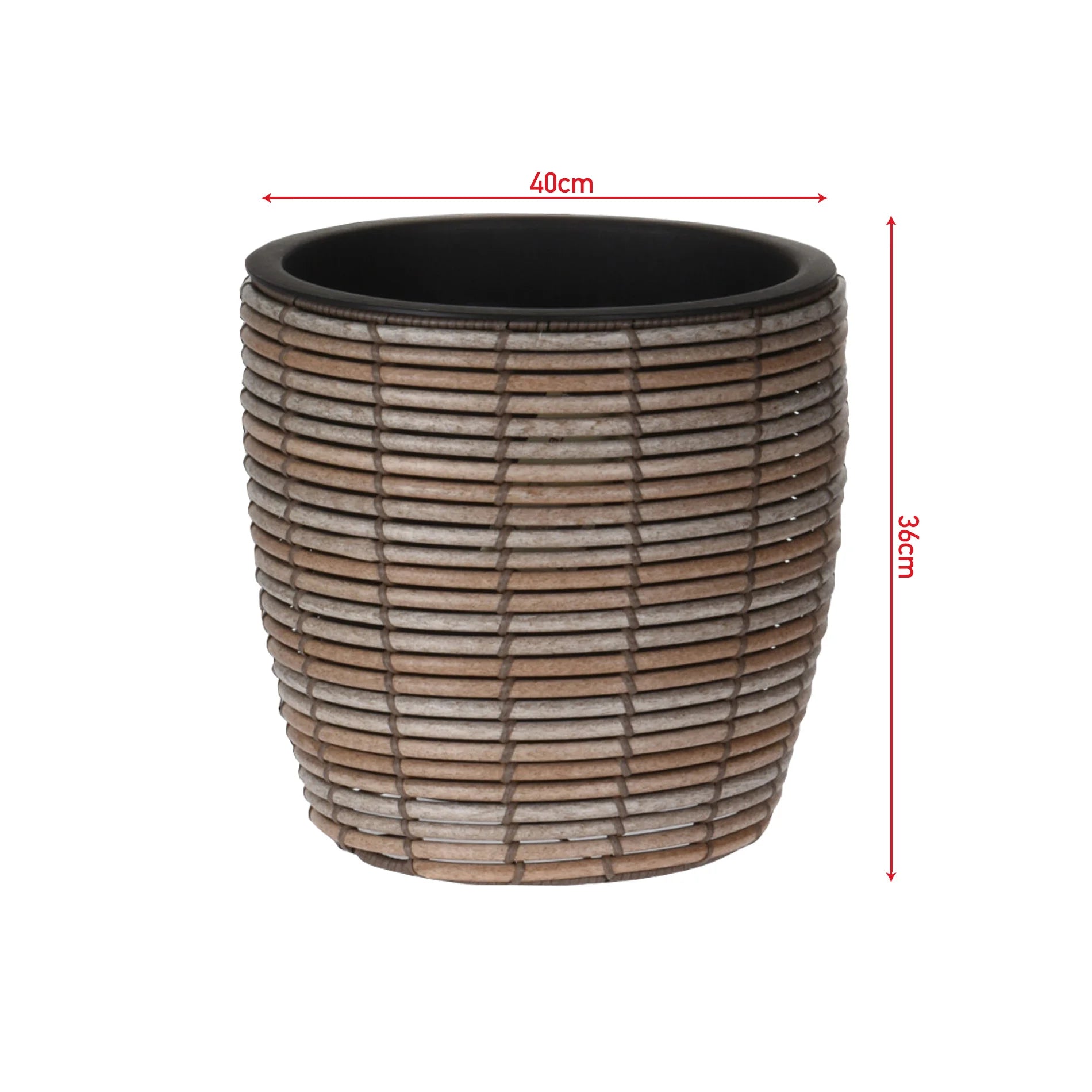 Rivina - Vaso in polyrattan marrone per casa o esterno Ø 40 cm
