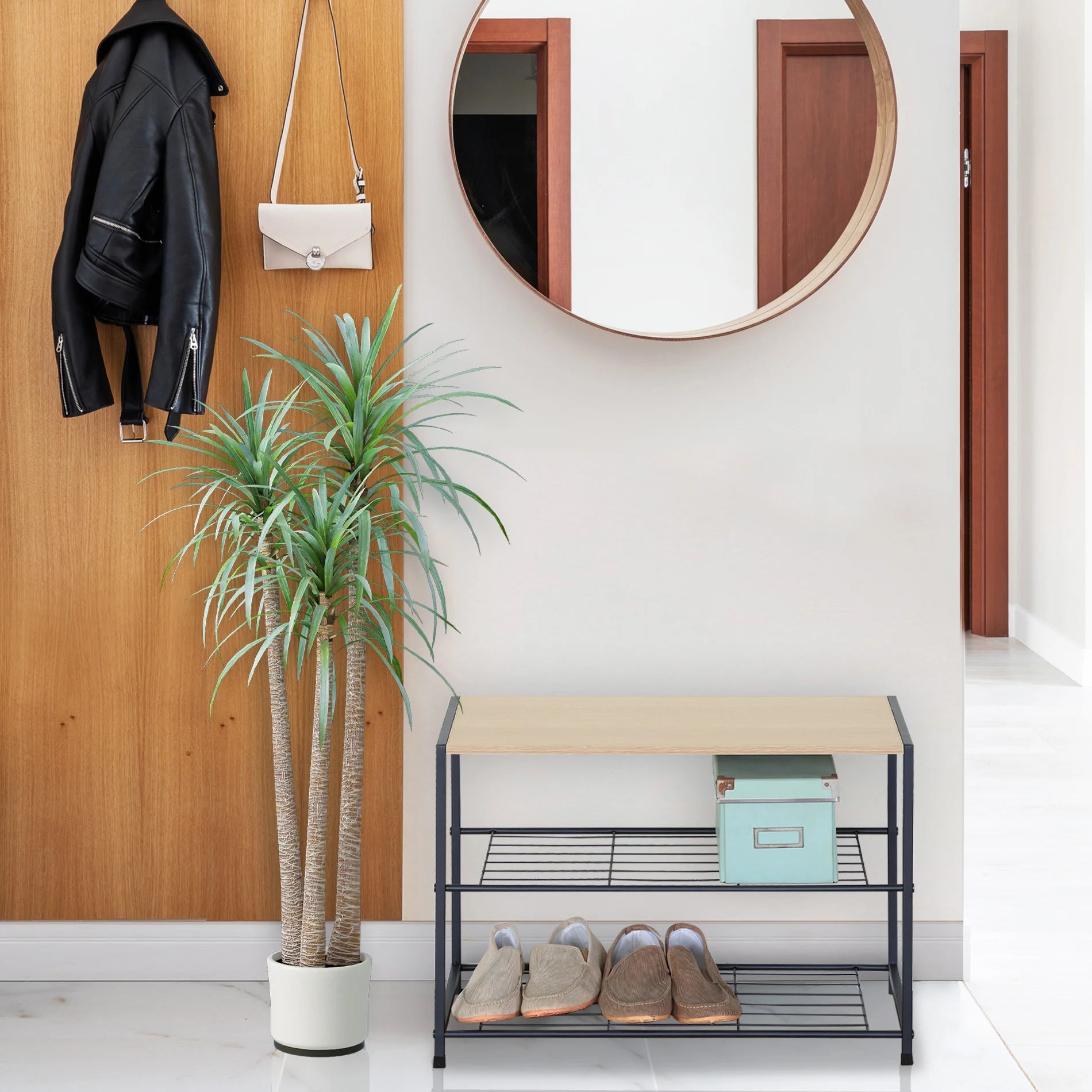 Cartamo - Scarpiera da ingresso compatta con 3 ripiani