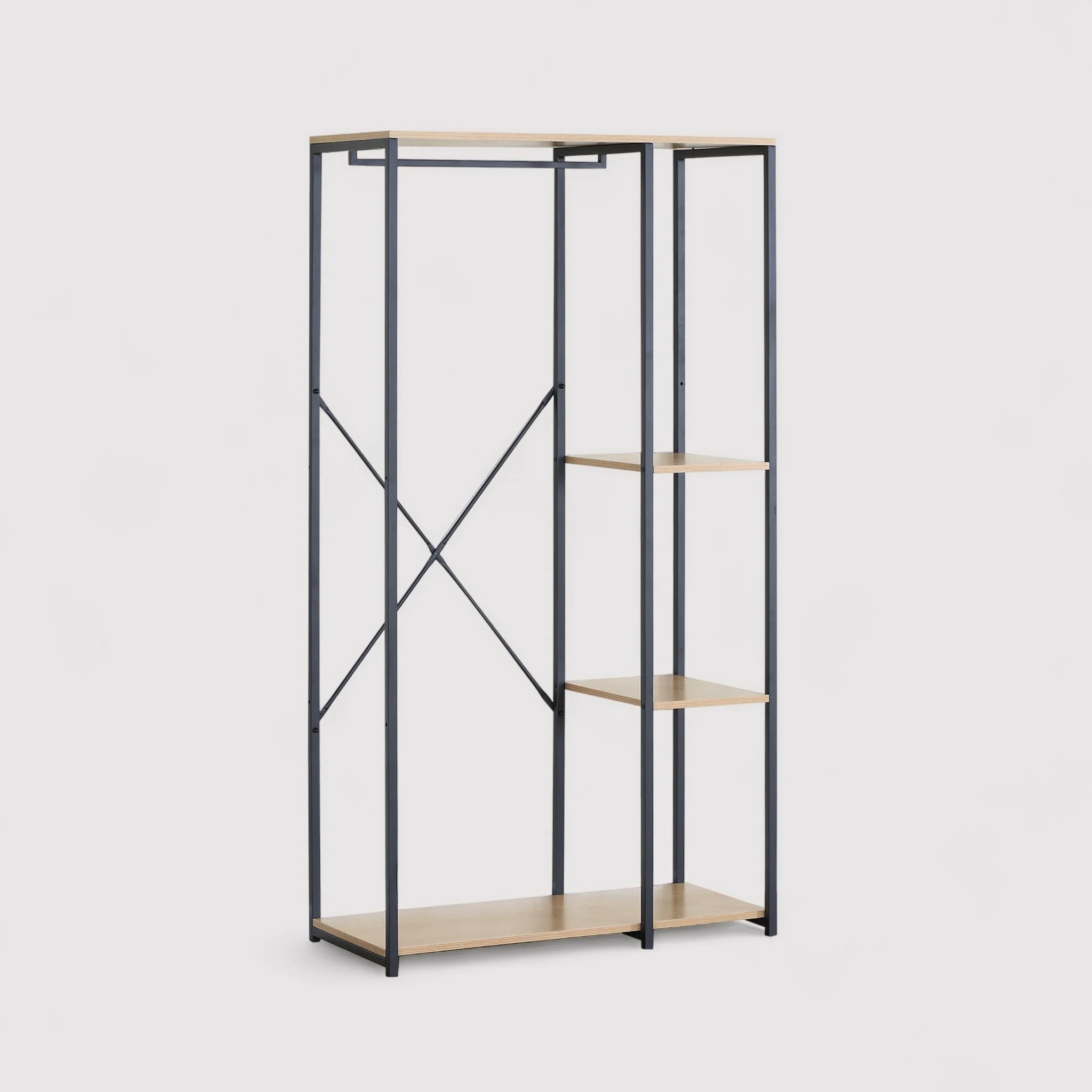 Yomogi - Guardaroba a giorno salvaspazio con 4 scomparti