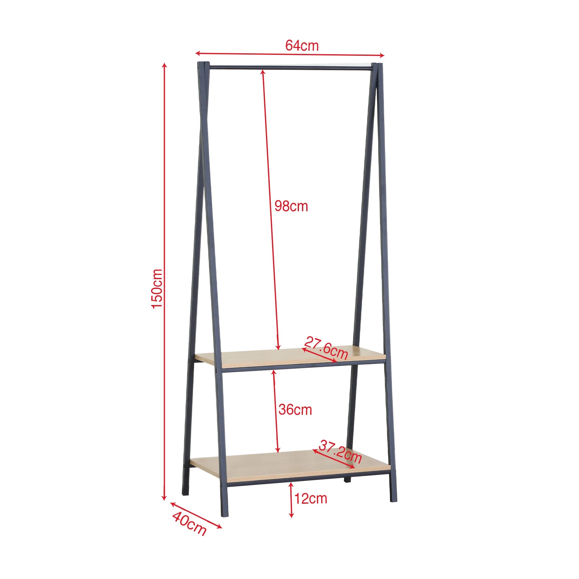 Surfinia - Stand appendiabiti in metallo con 2 ripiani