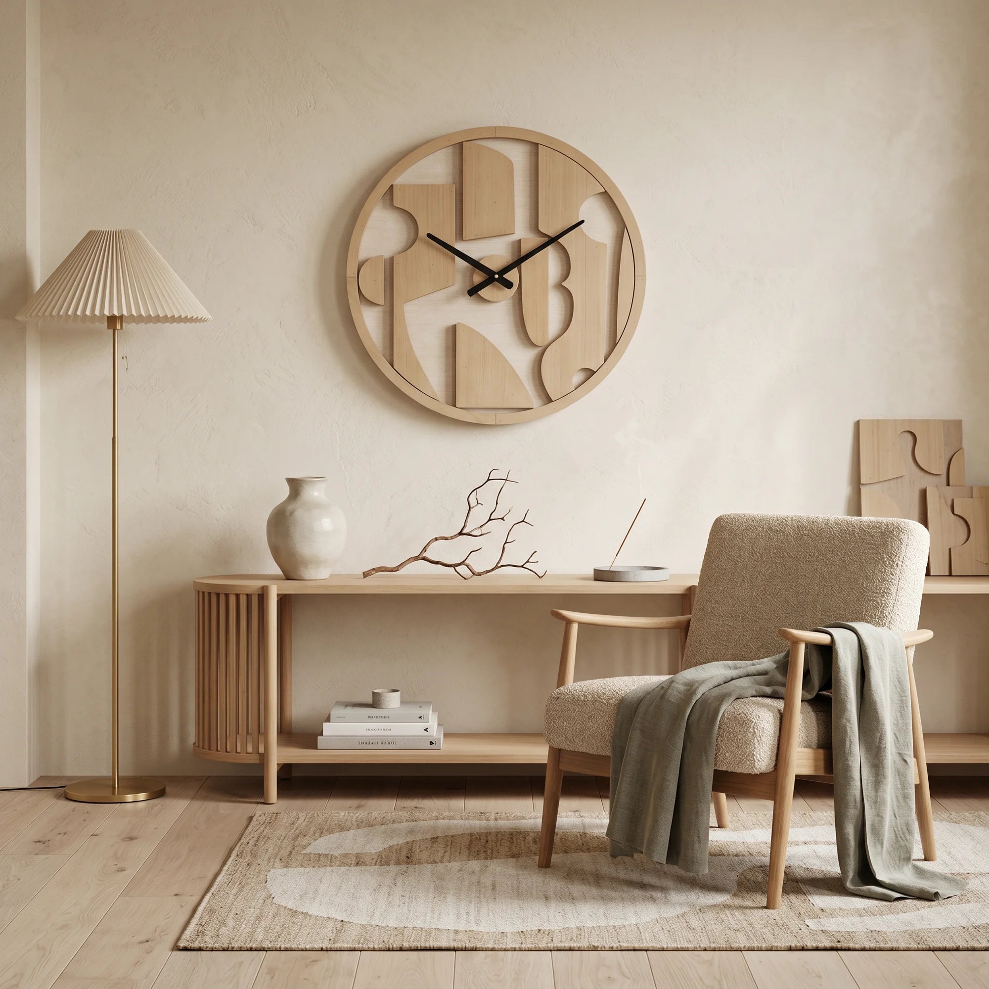 Carex - Horloge murale moderne avec cadran sculpté