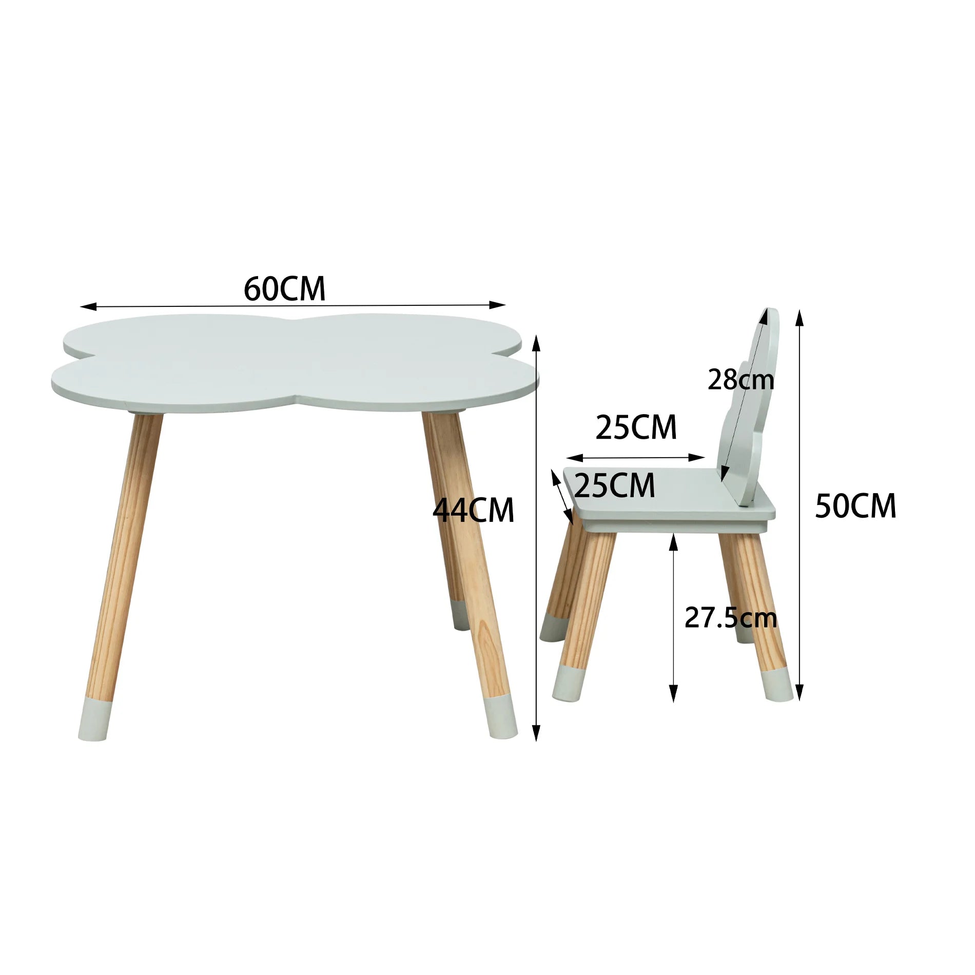 Pino - Set 2 seggiole e tavolino verde per bambini
