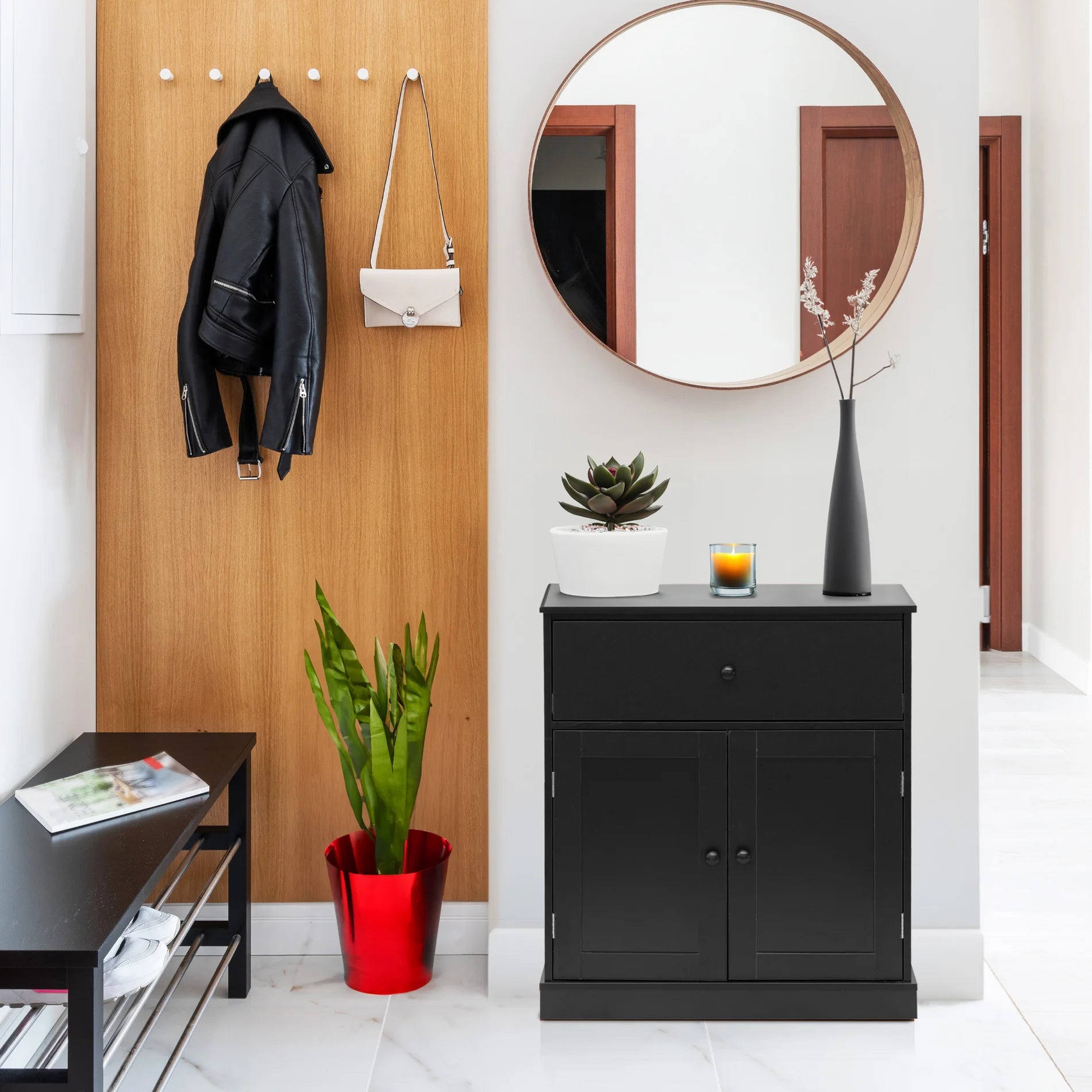 Areca - Piccola credenza nera multiuso in stile moderno