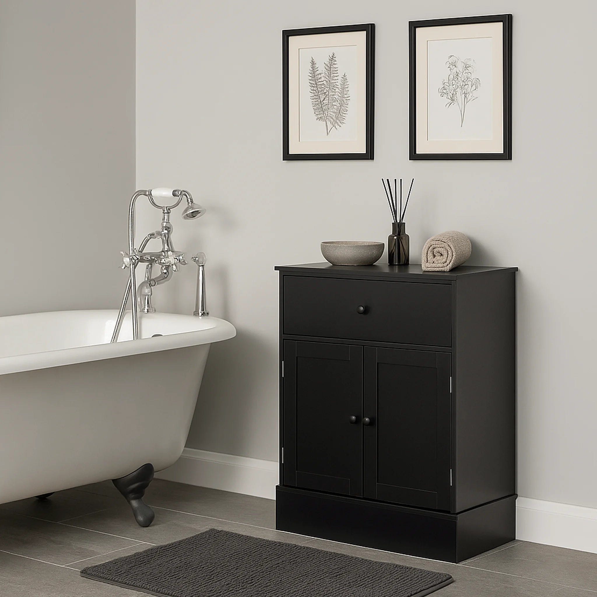 Areca - Piccola credenza nera multiuso in stile moderno