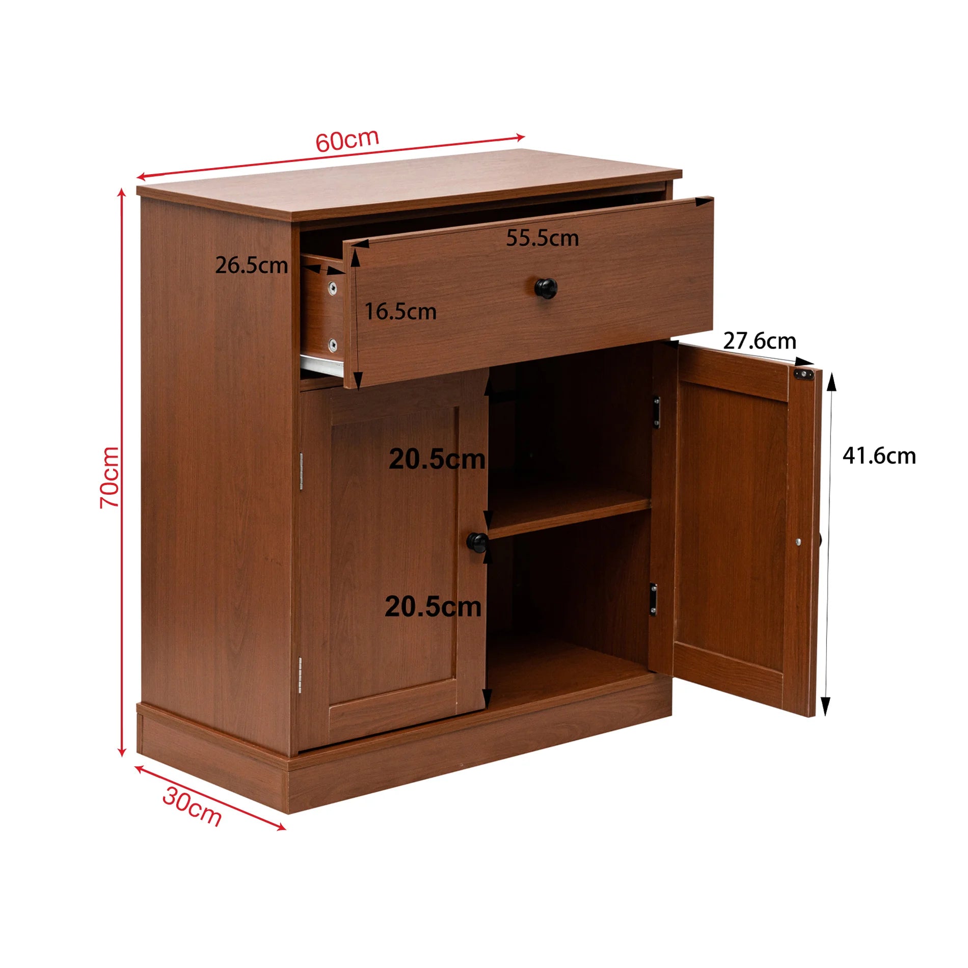 Sedeveria - Armadietto basso marrone per cucina o ingresso