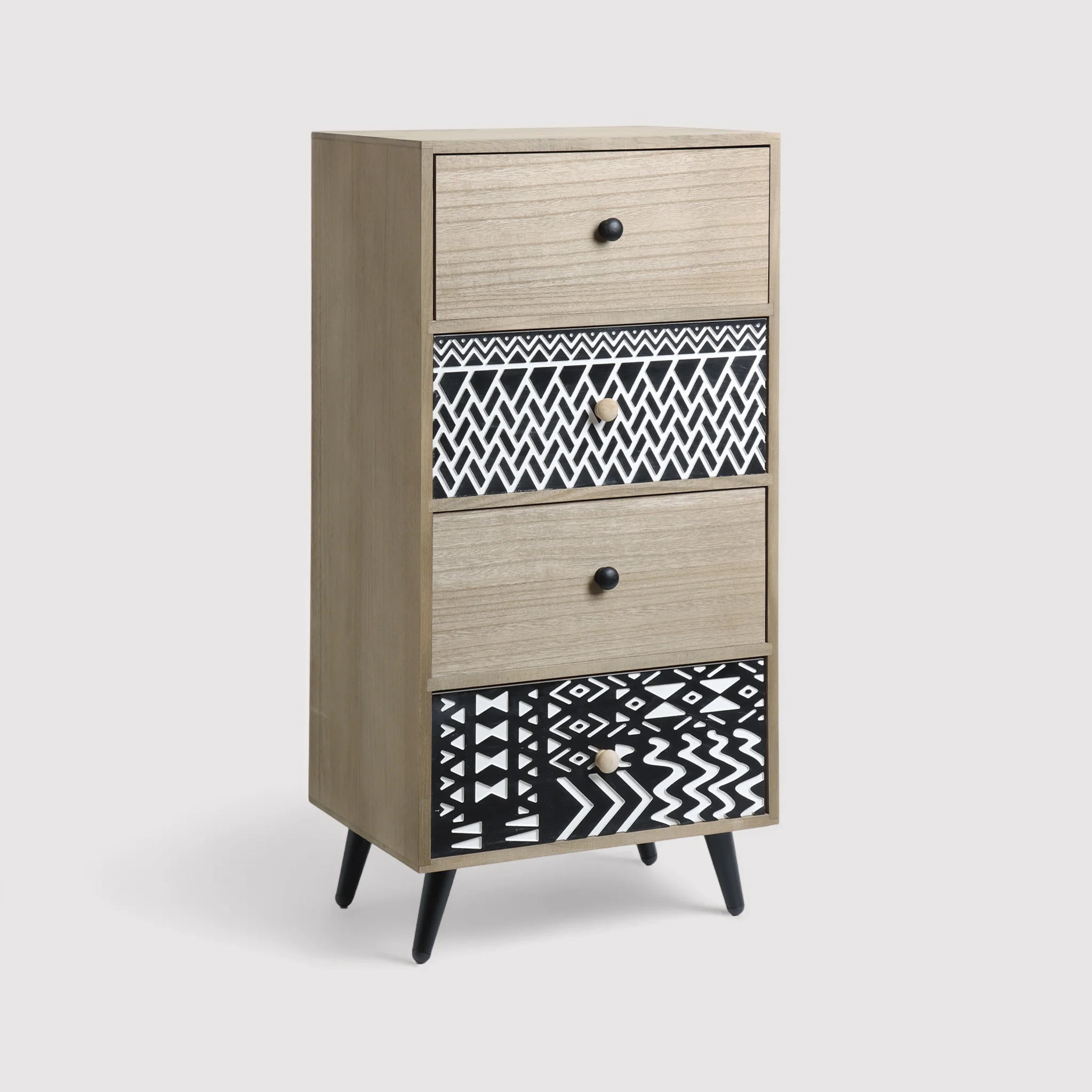 Ayame - Cassettiera salvaspazio marrone e nera con 4 cassetti