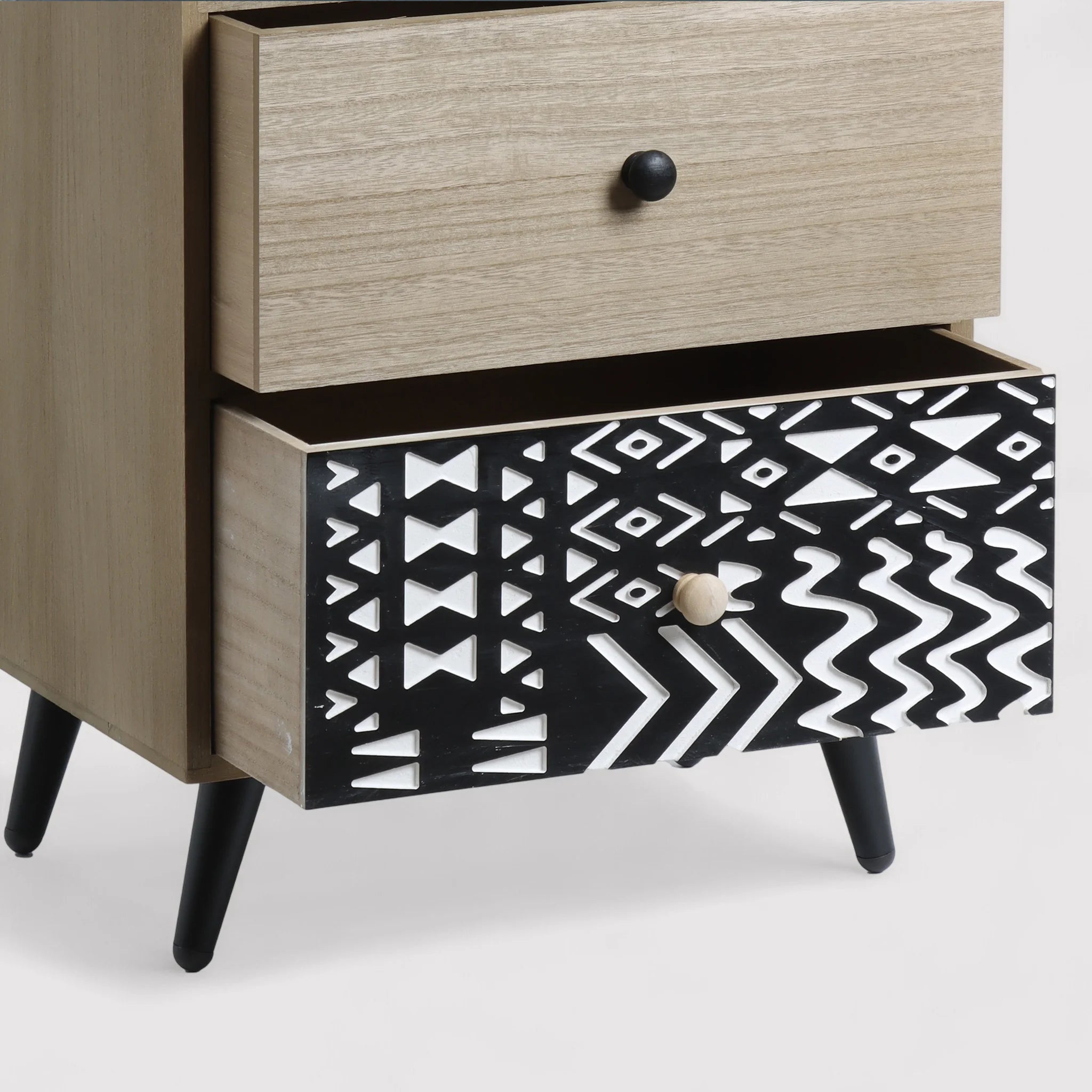 Ayame - Cassettiera salvaspazio marrone e nera con 4 cassetti