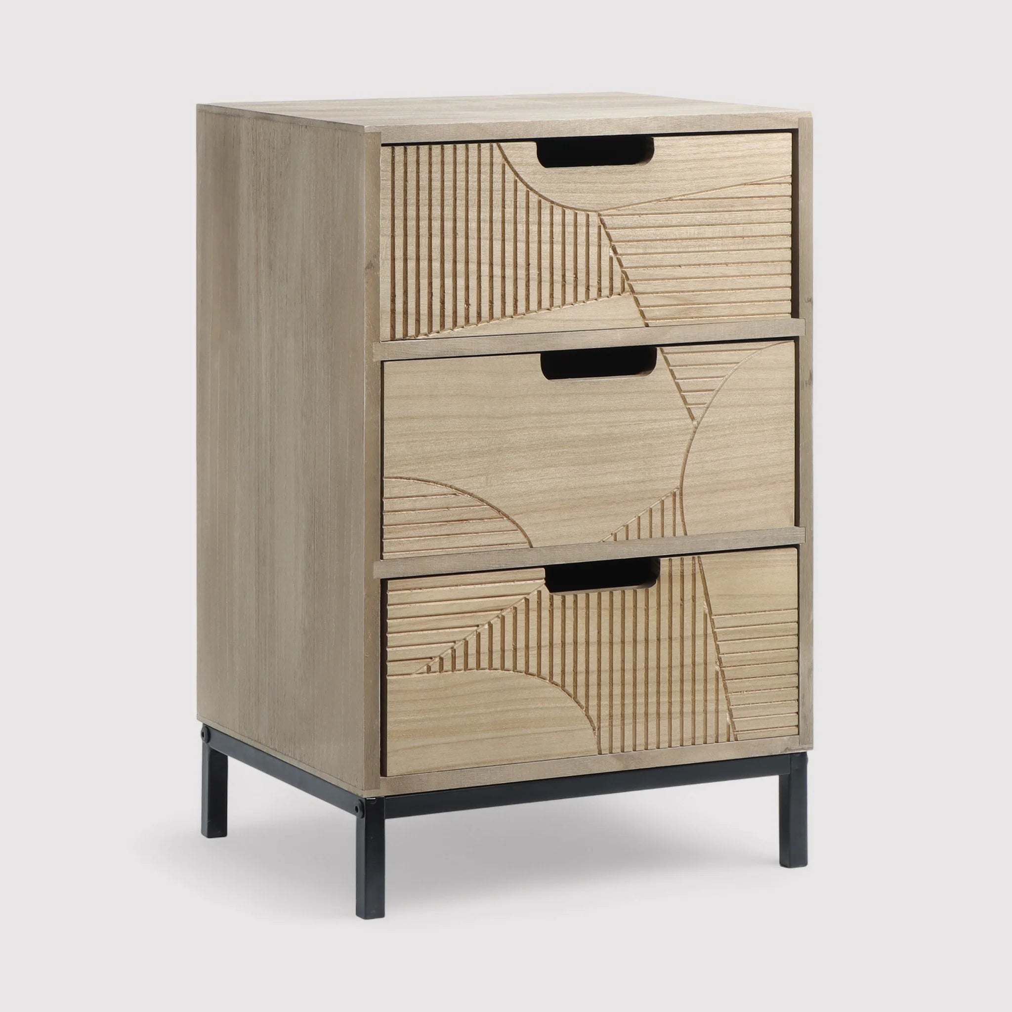 Nelumbo - Comodino compatto in stile moderno con 3 cassetti