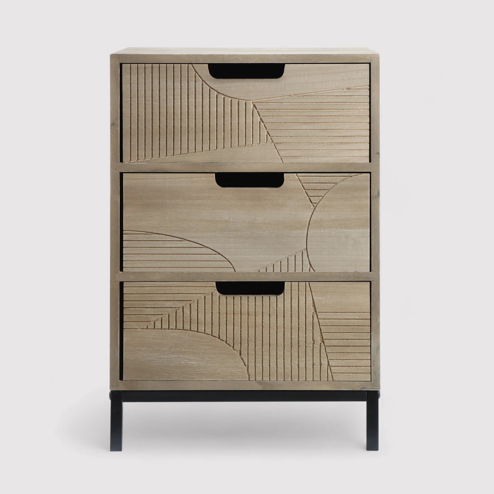 Nelumbo - Comodino compatto in stile moderno con 3 cassetti