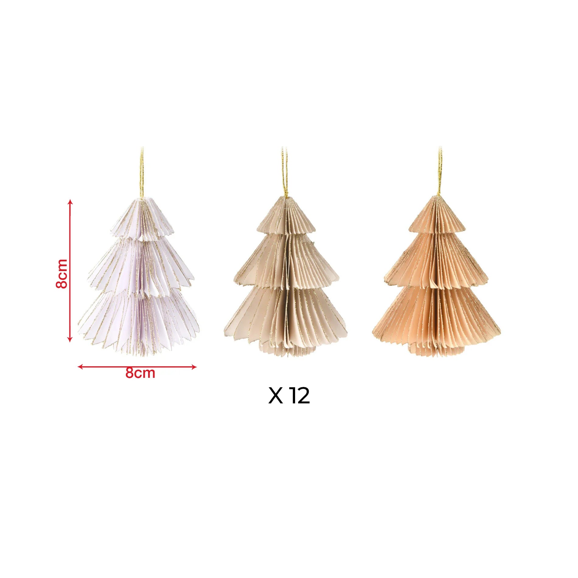 Nyla - Pendenti di Natale a forma di albero in 3 colori