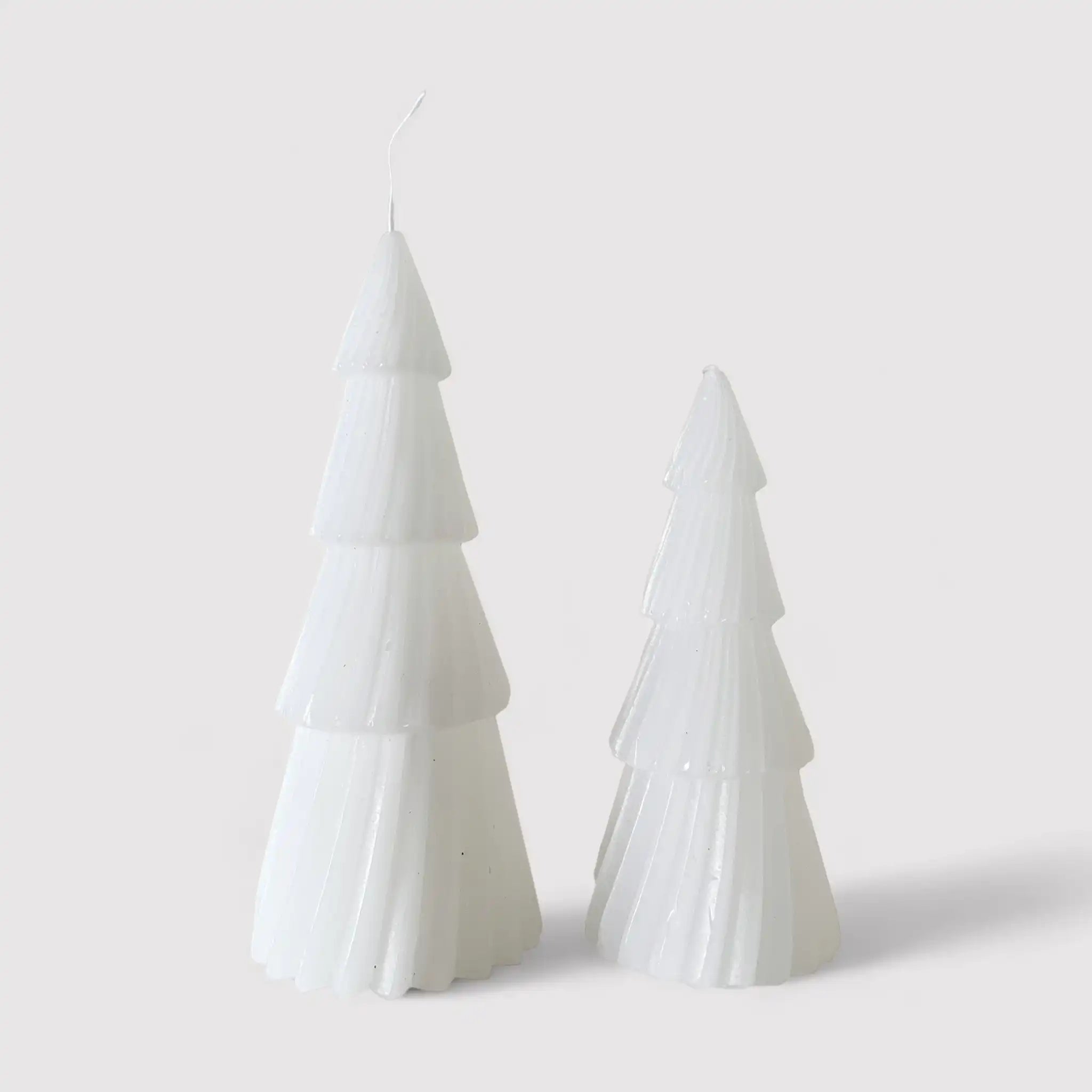 Larix - Set 2 candele natalizie bianche a forma di albero