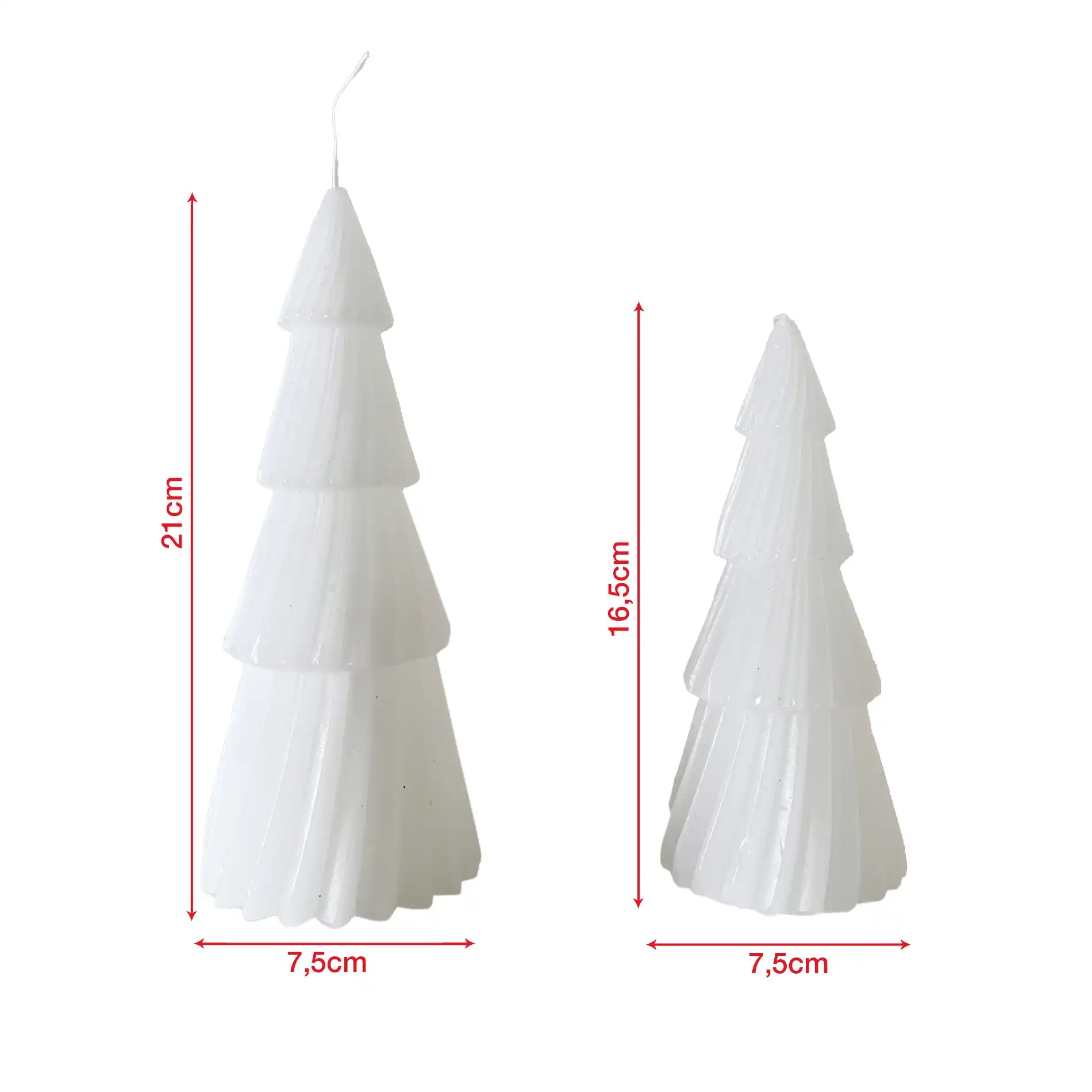 Larix - Set 2 candele natalizie bianche a forma di albero