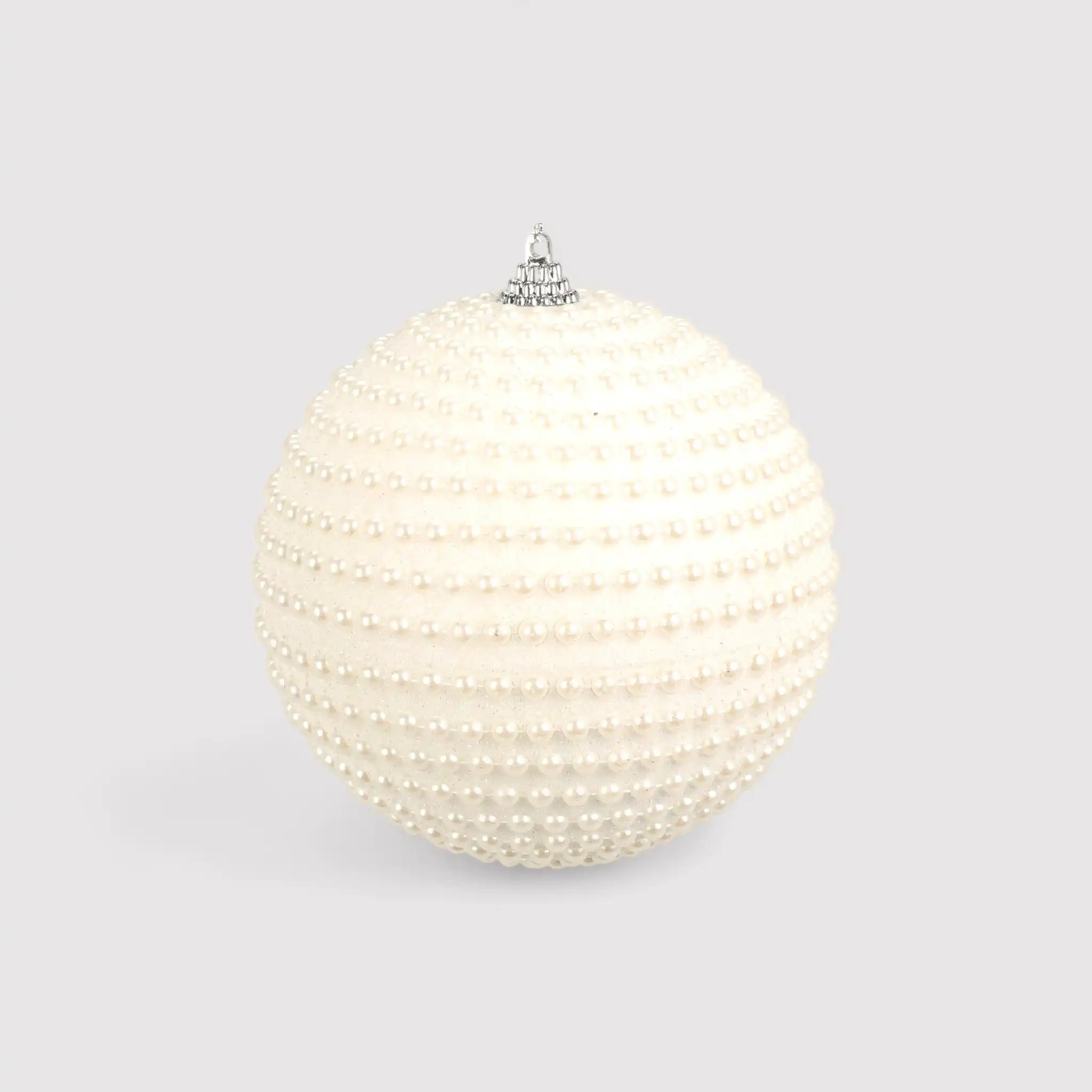 Sabatia - Set 4 palline grandi di Natale bianche con perline