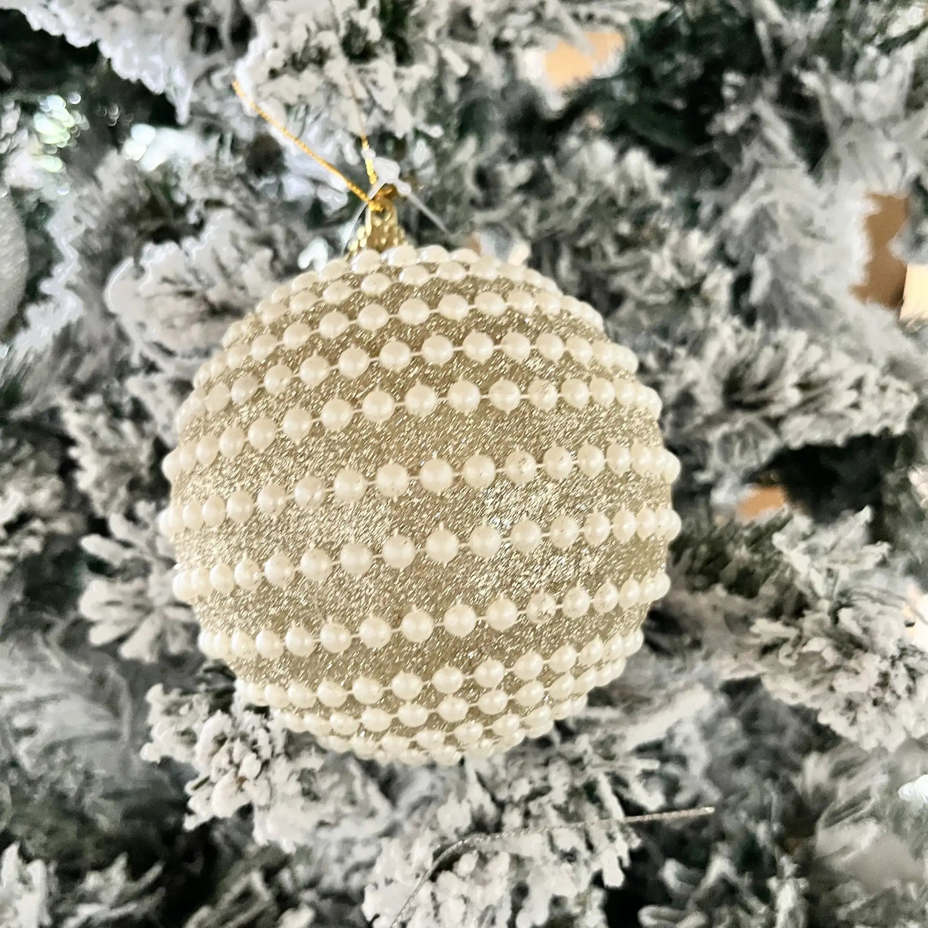 Tulista - Palline per albero di Natale con perline color oro