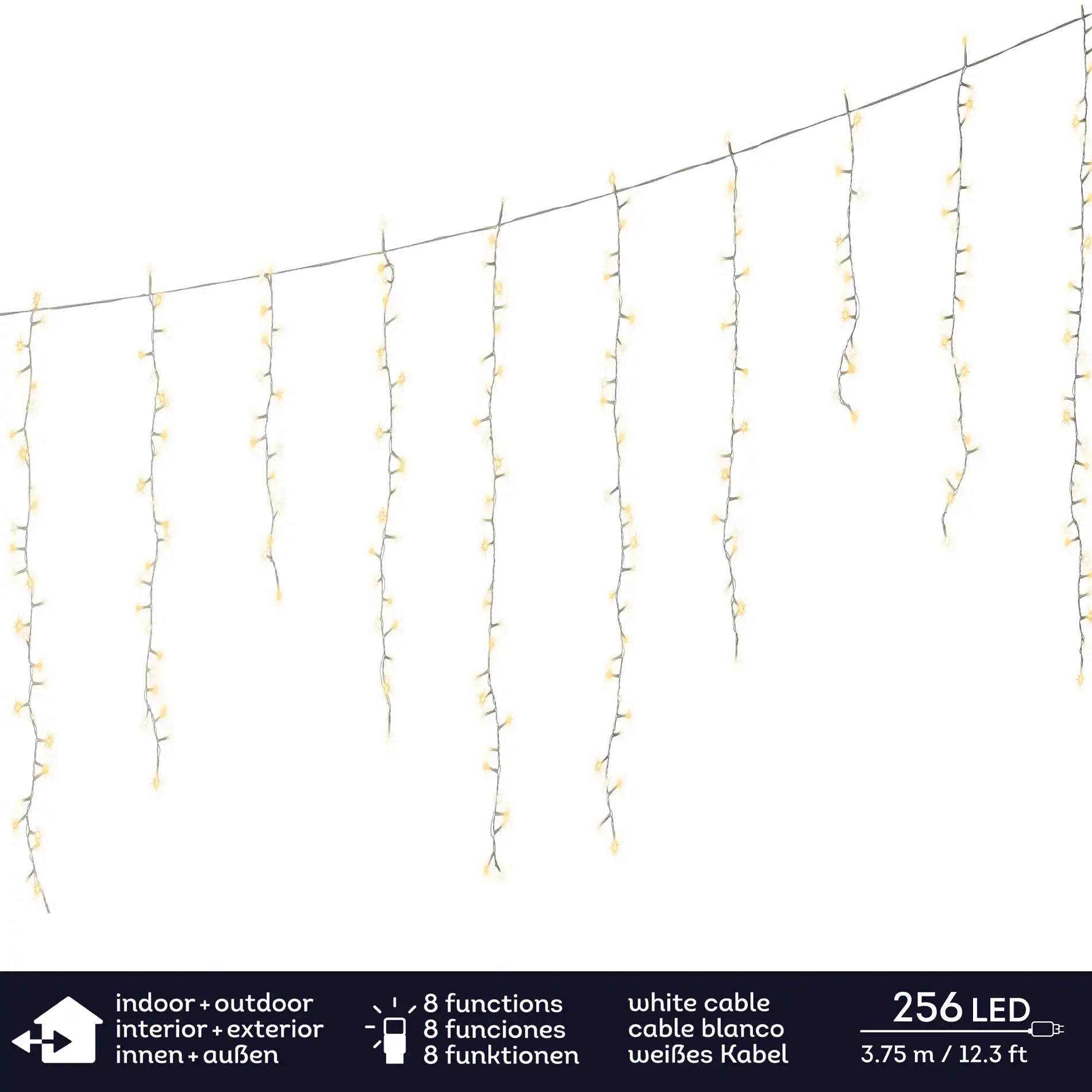 Lunaria - Cascata di luci natalizie color bianco caldo