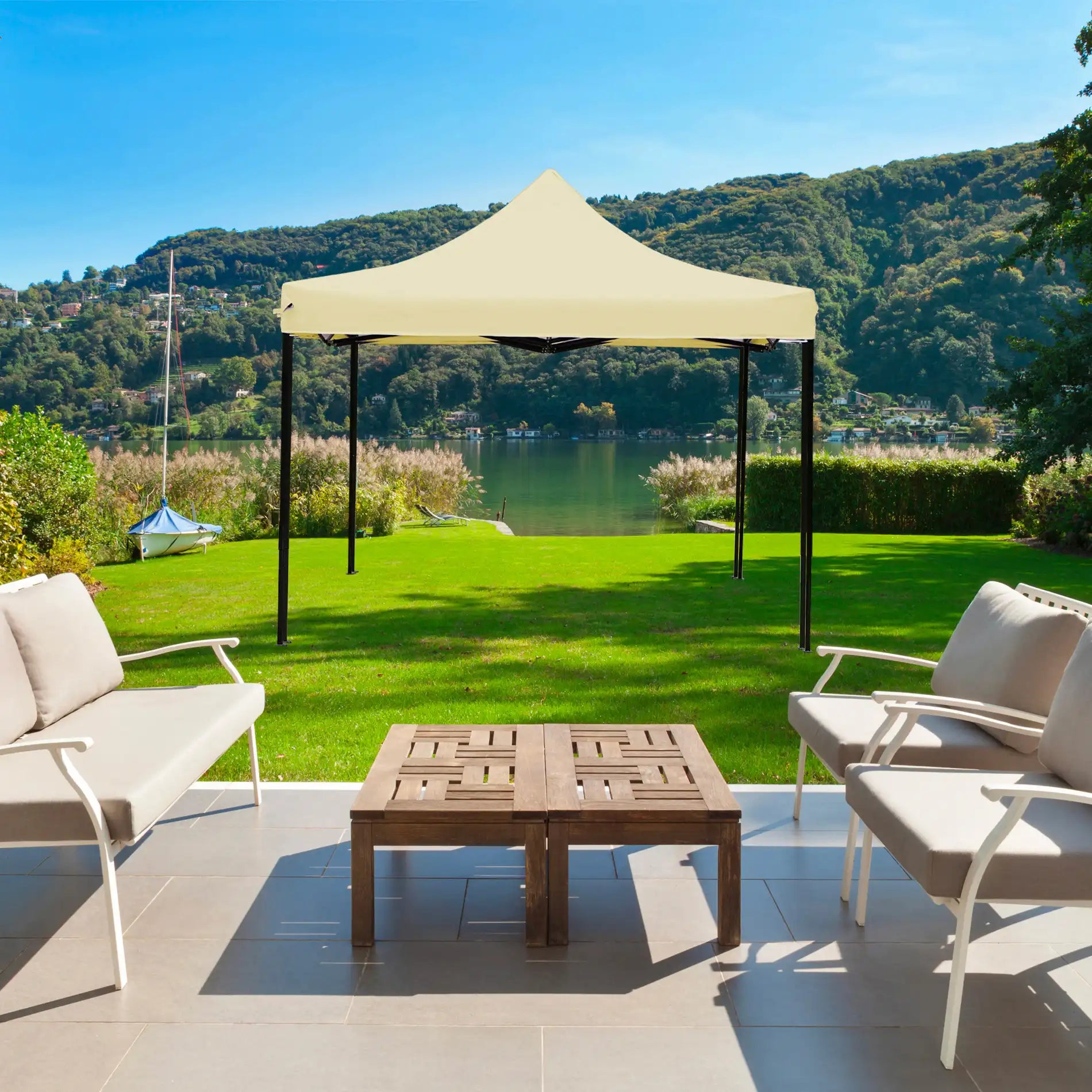 Aneto - Gazebo beige 3x3 per giardini o mercatini