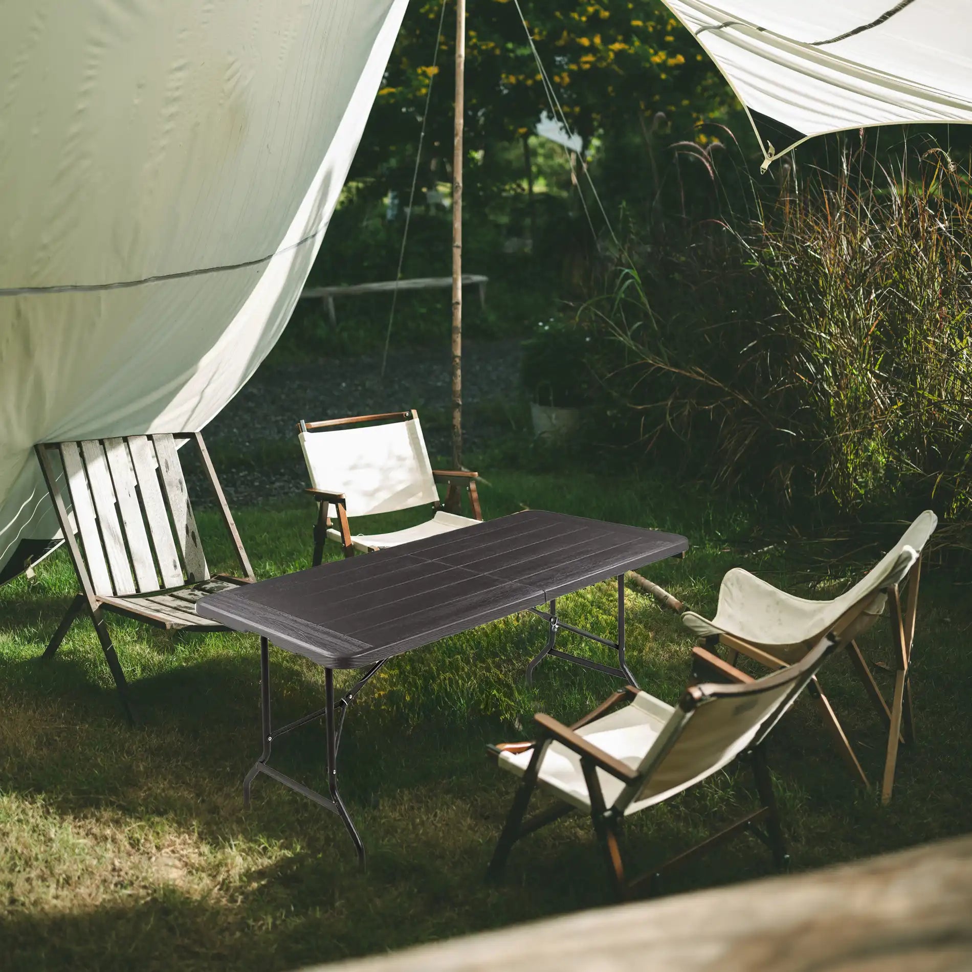 Betel - Tavolino pieghevole grigio scuro per esterno