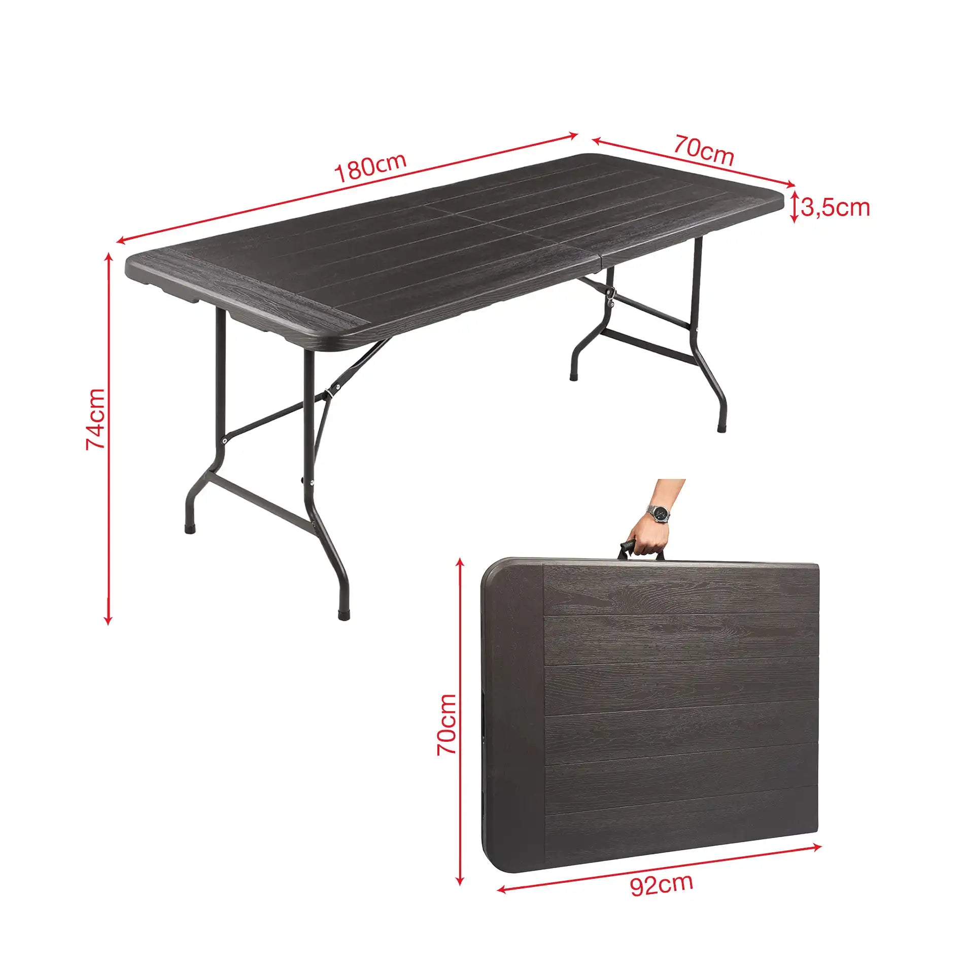 Betel - Tavolino pieghevole grigio scuro per esterno