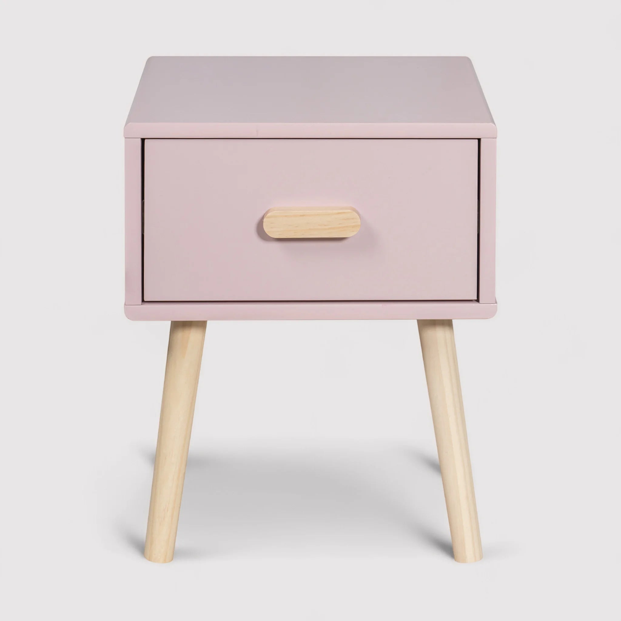 Enotera - Table de chevet rose pour chambre d'enfant avec 1 tiroir