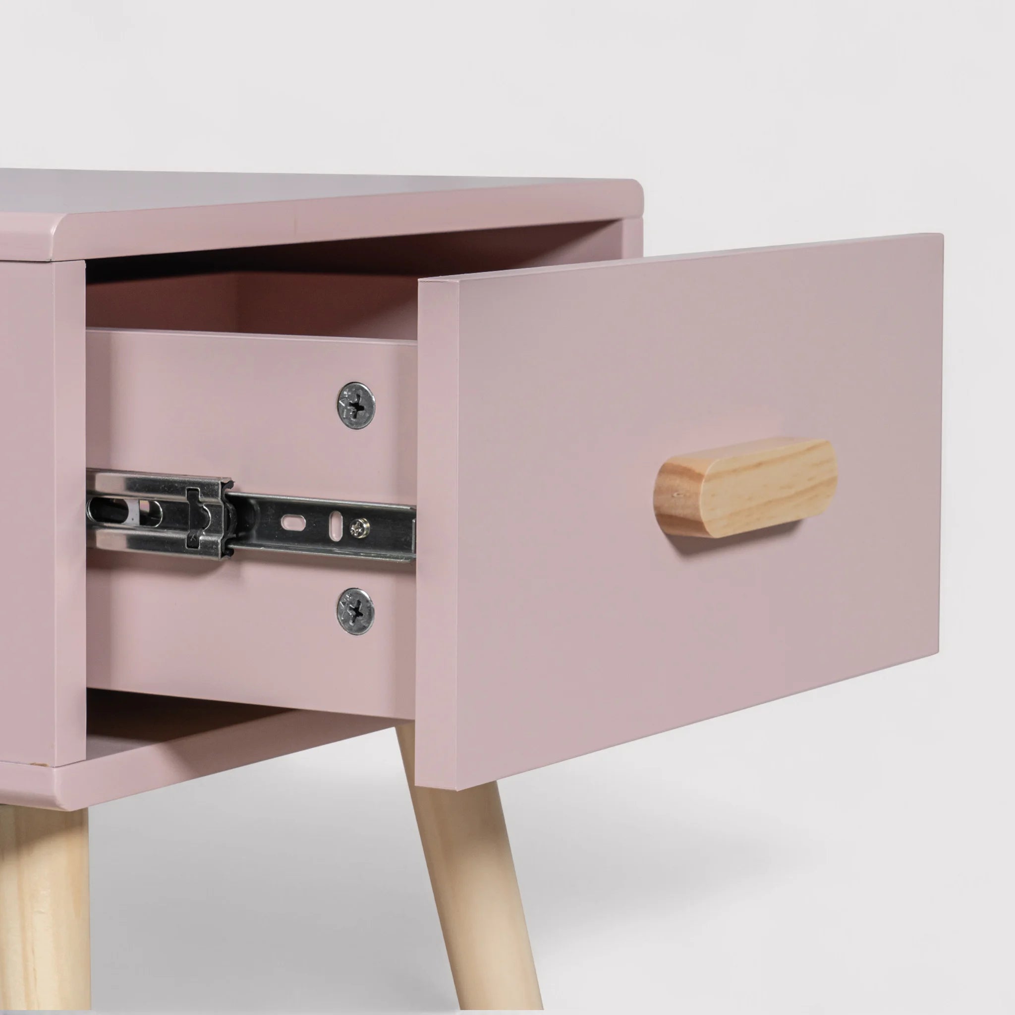 Enotera - Table de chevet rose pour chambre d'enfant avec 1 tiroir
