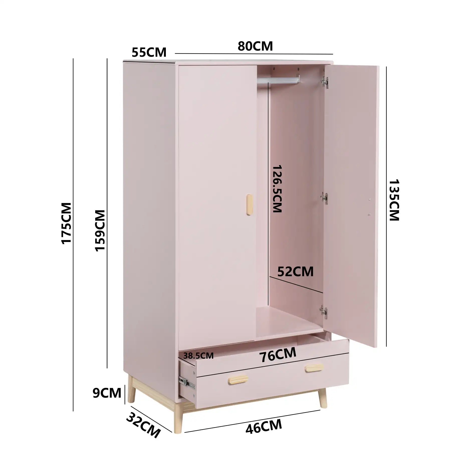 Amchor - Armadio rosa per cameretta montessoriana