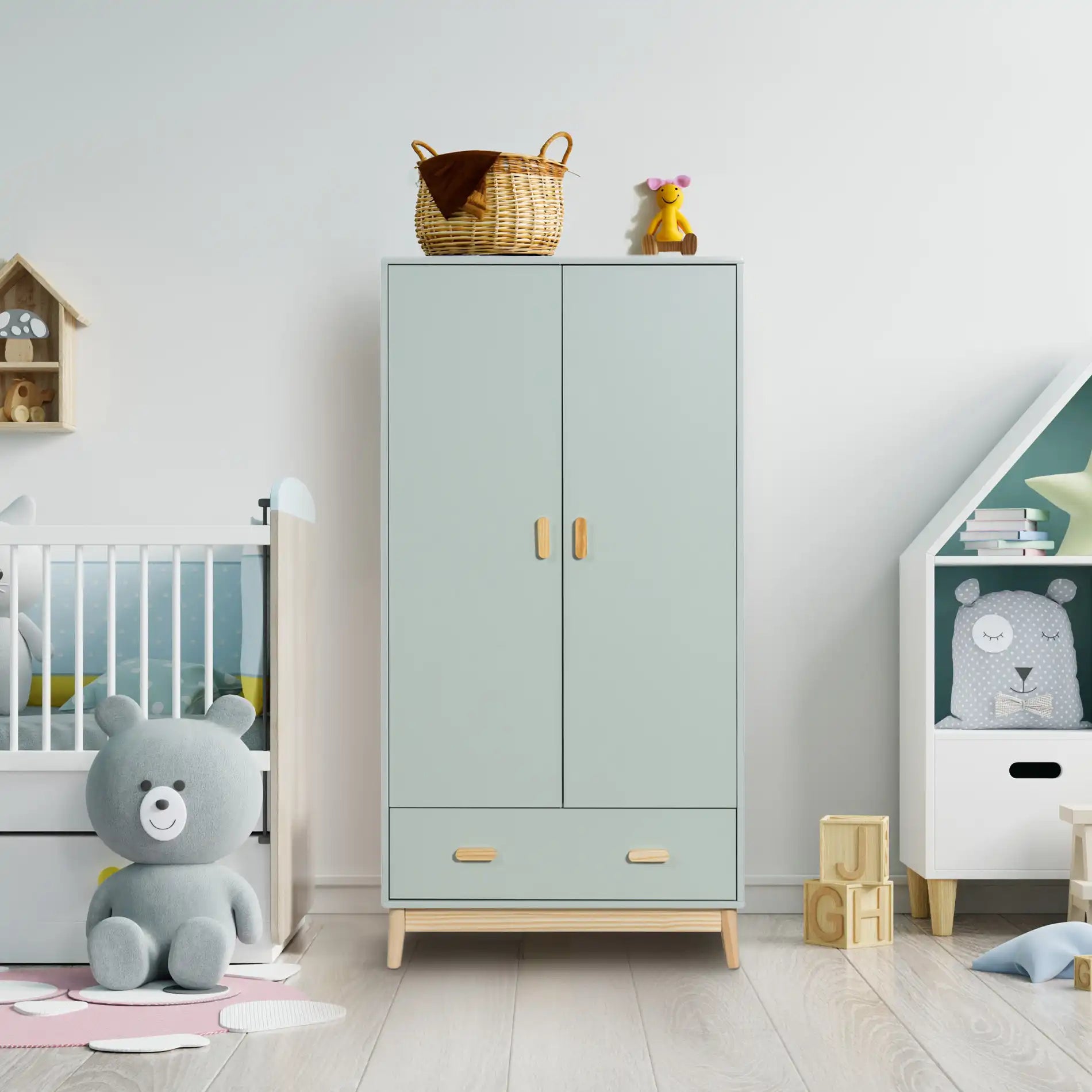 Kala - Armadio per bambini con 1 cassetto e 2 ante