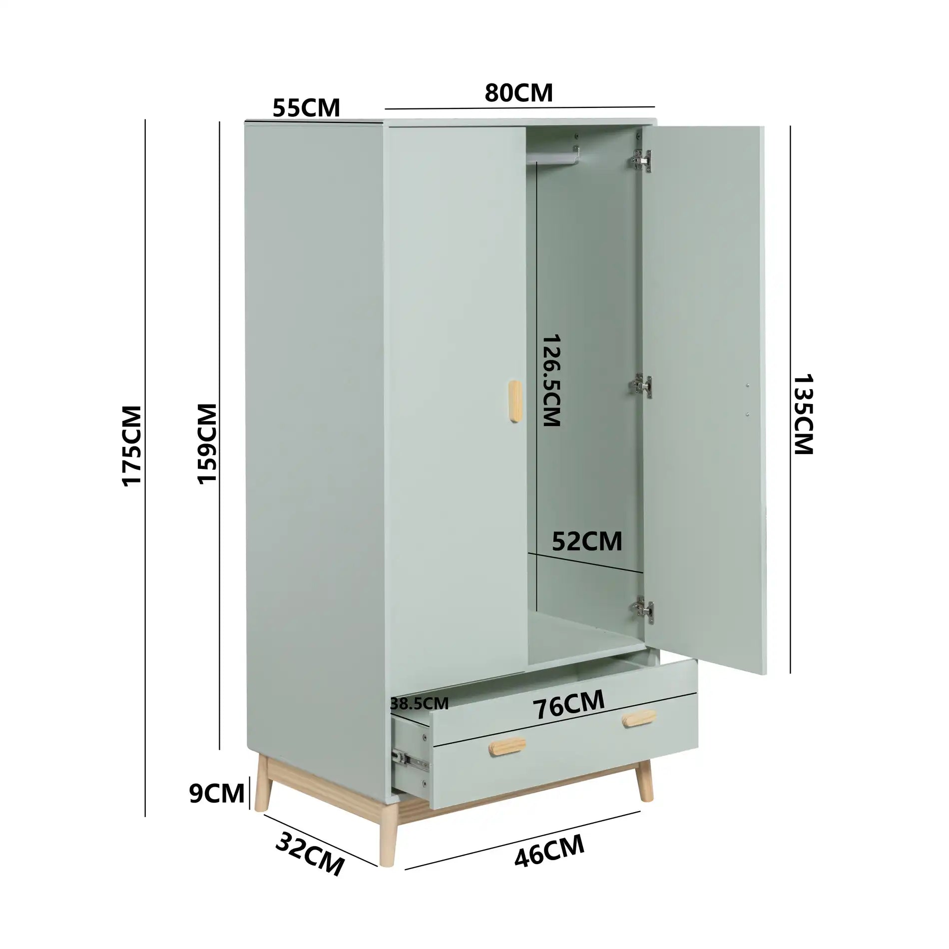 Kala - Armoire pour enfants avec 1 tiroir et 2 portes