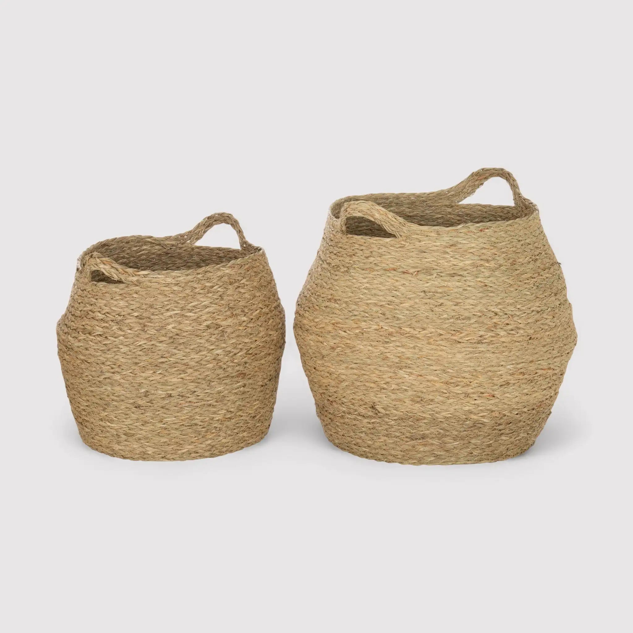 Parota - Set di 2 ceste contenitori marroni in alga marina intrecciata
