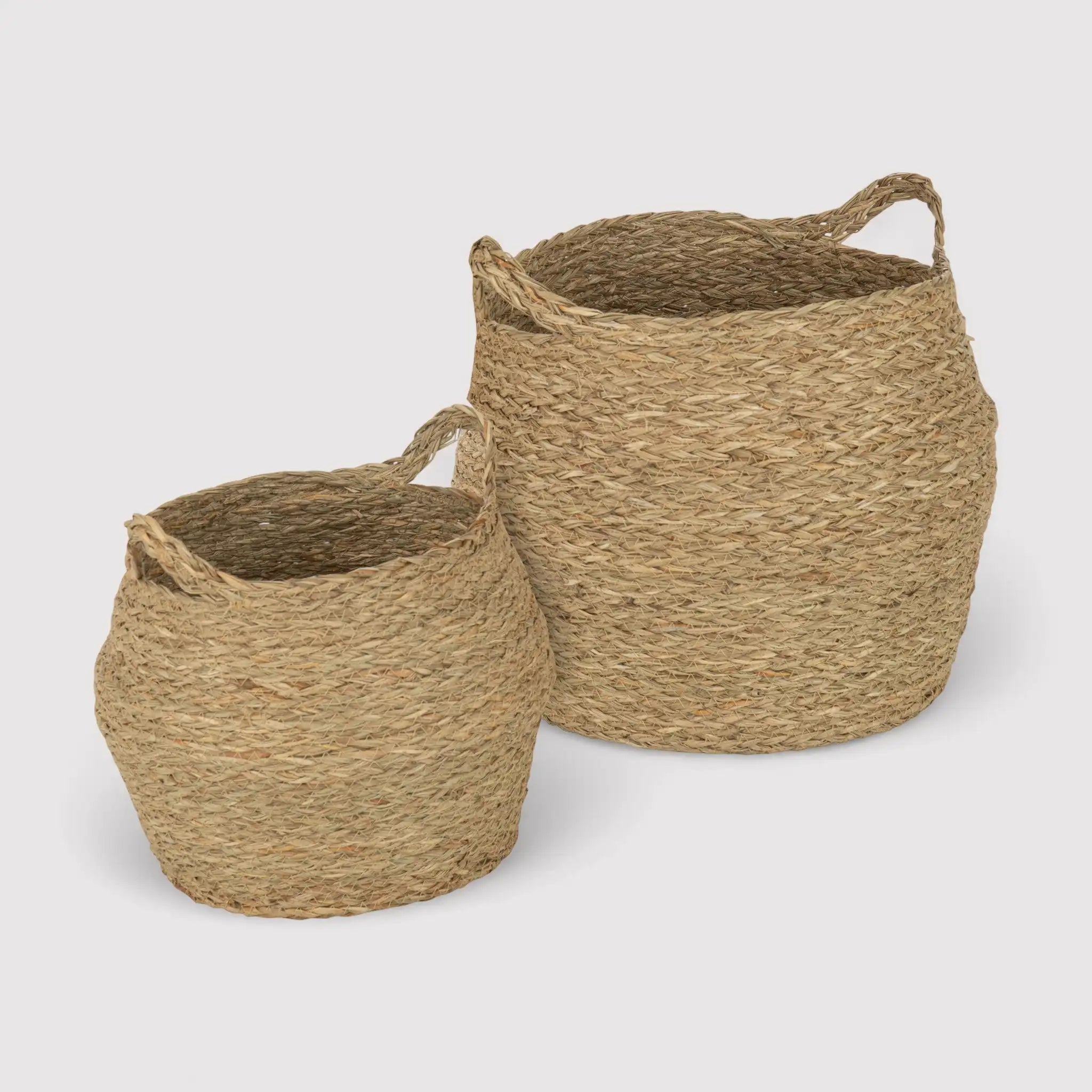 Parota - Set di 2 ceste contenitori marroni in alga marina intrecciata