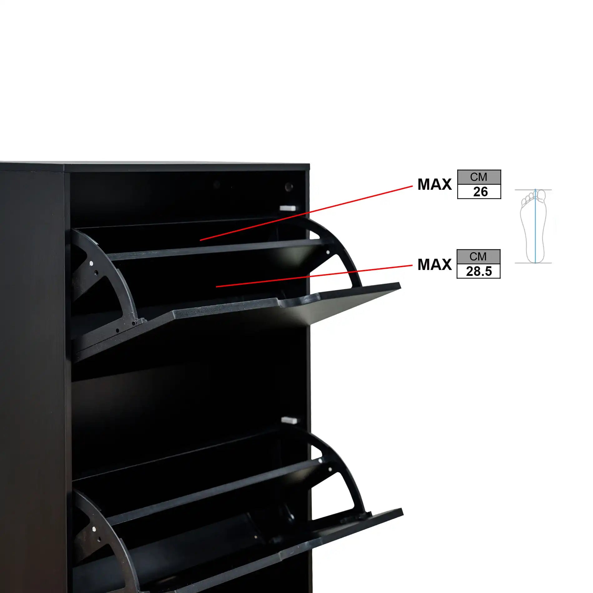 Ekpe - Scarpiera salvaspazio da ingresso nera con 3 ante