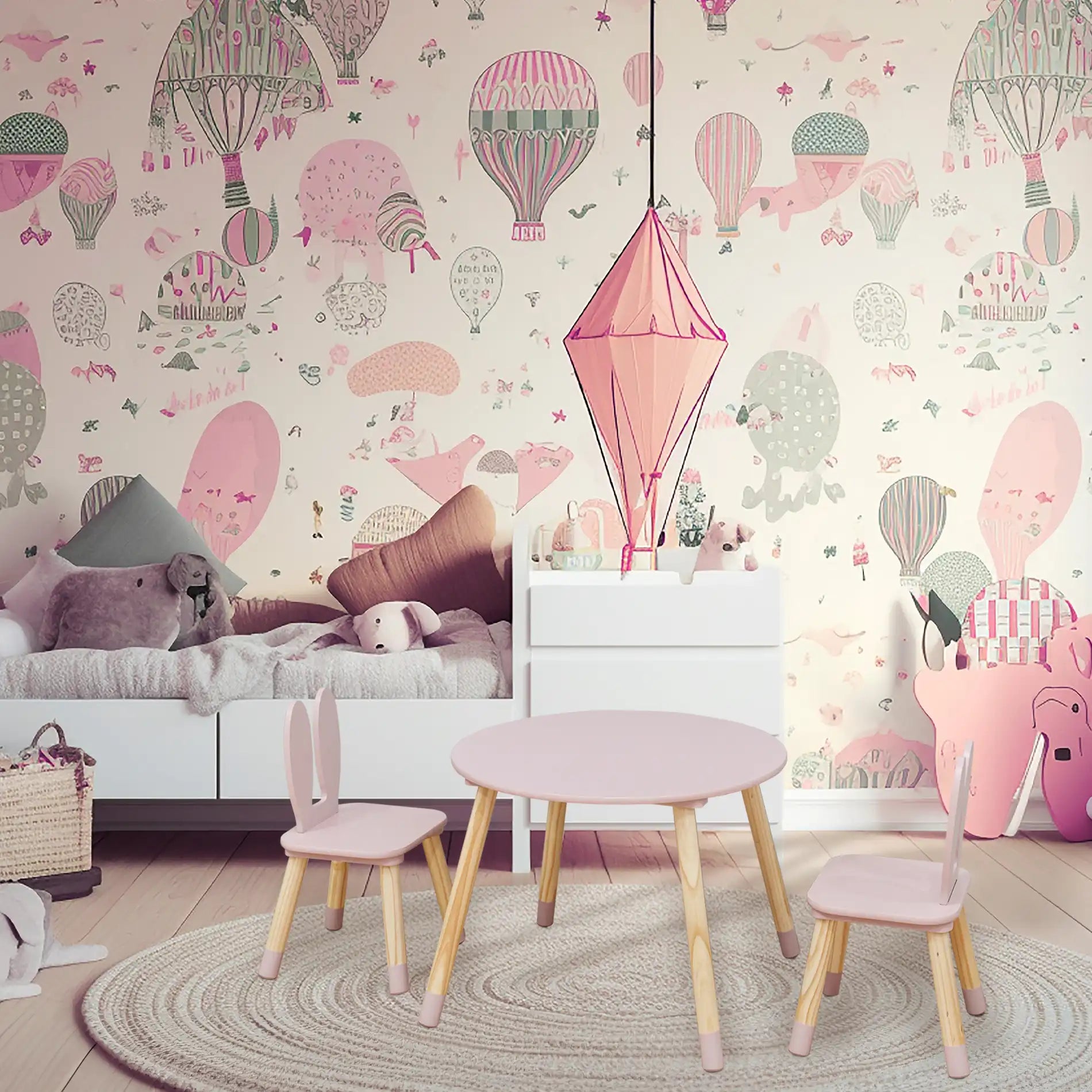 Hely - Set tavolino e 2 seggiole rosa per bambini