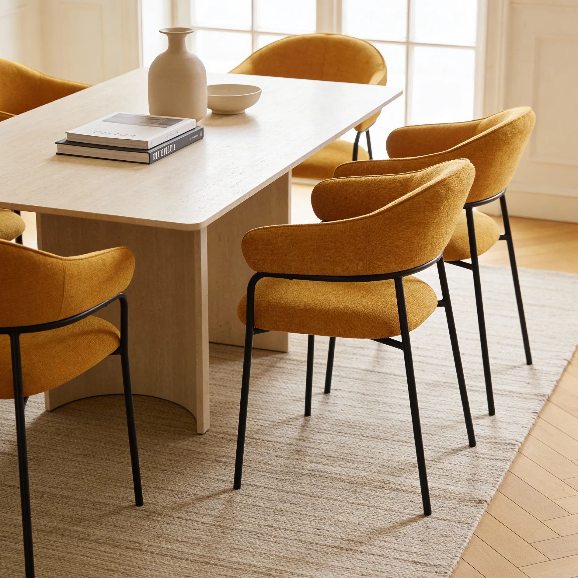 Kadid - Set of 2 mustard yellow dining room chairs