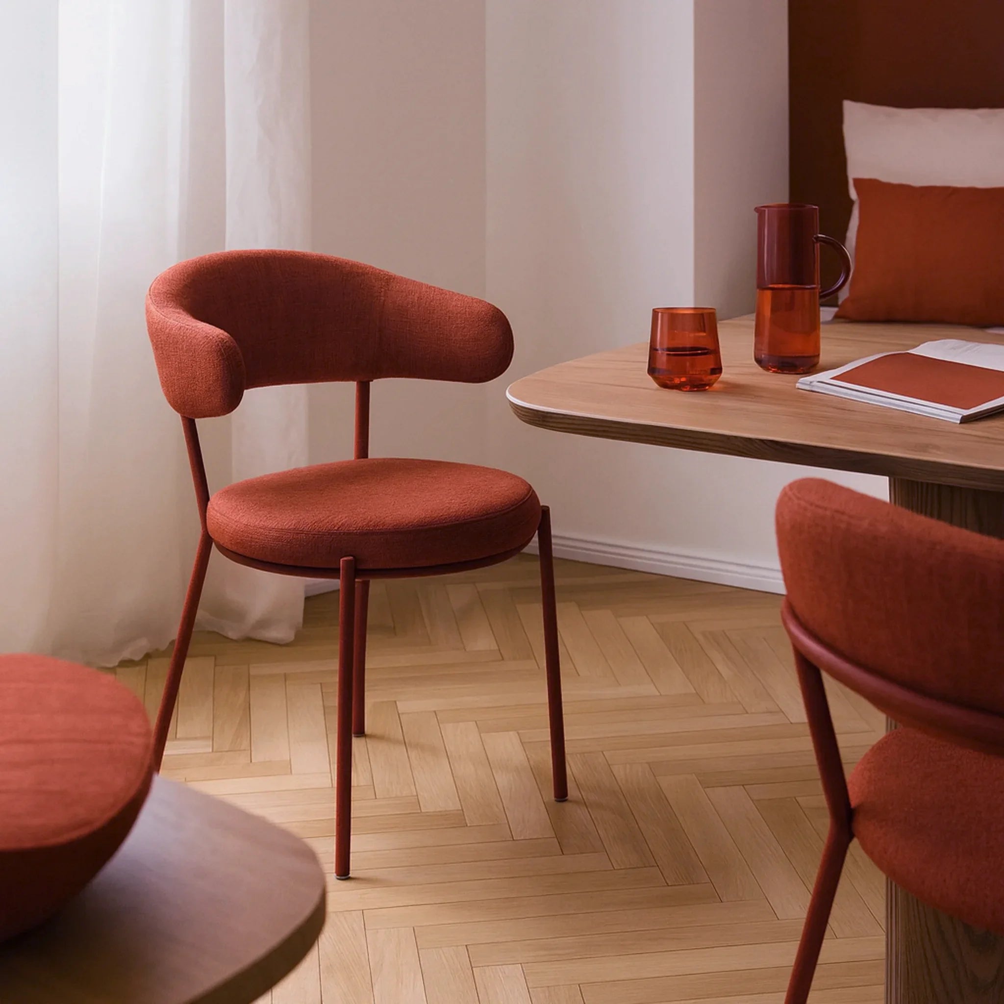 Talong - Set of 2 modern ruby red dining chairs