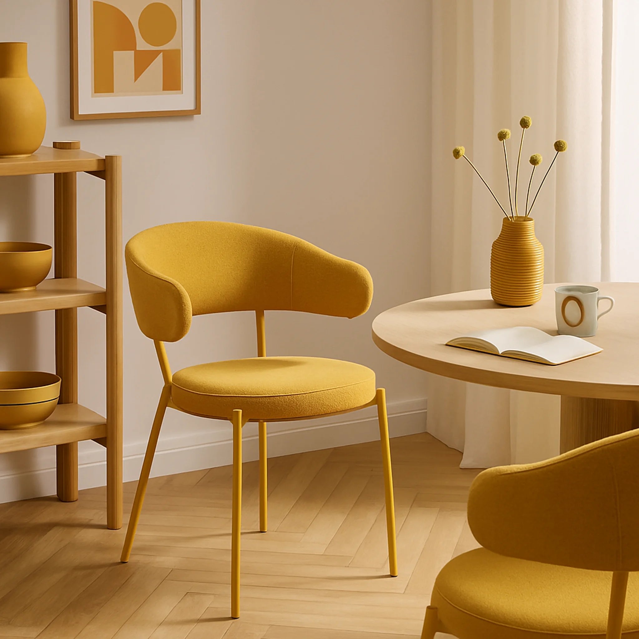 Dablen - Set 2 sedie da soggiorno imbottite giallo senape