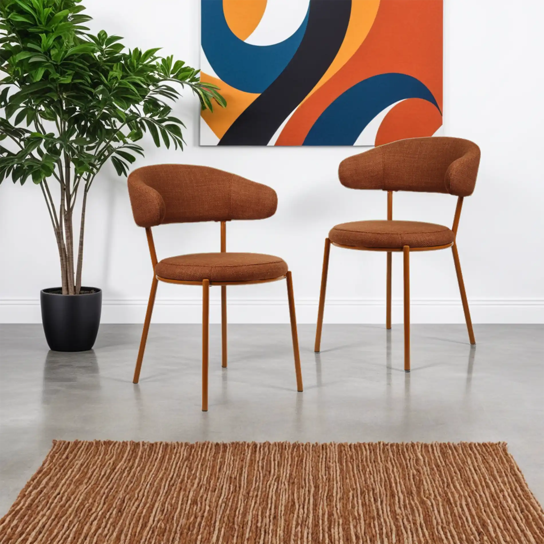 Frenj - Set 2 sedie eleganti arancione scuro in stile moderno