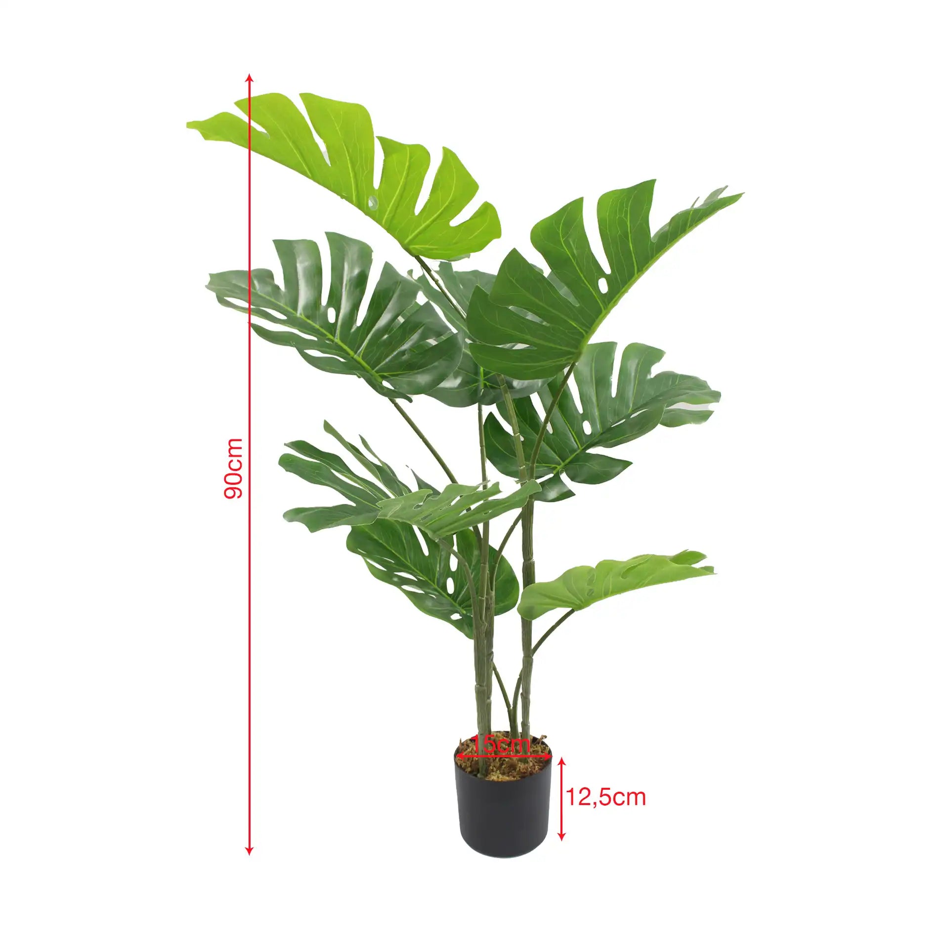 Emas - Pianta di monstera artificiale da arredamento H 90 cm