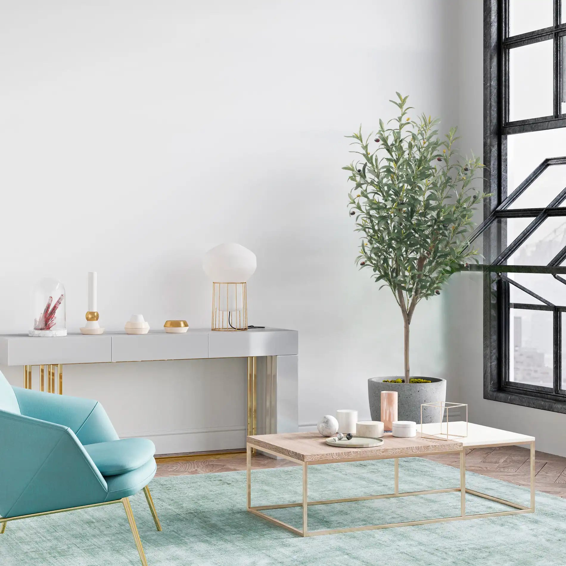 Garnet - Pianta finta di ulivo per casa o esterno H 150 cm